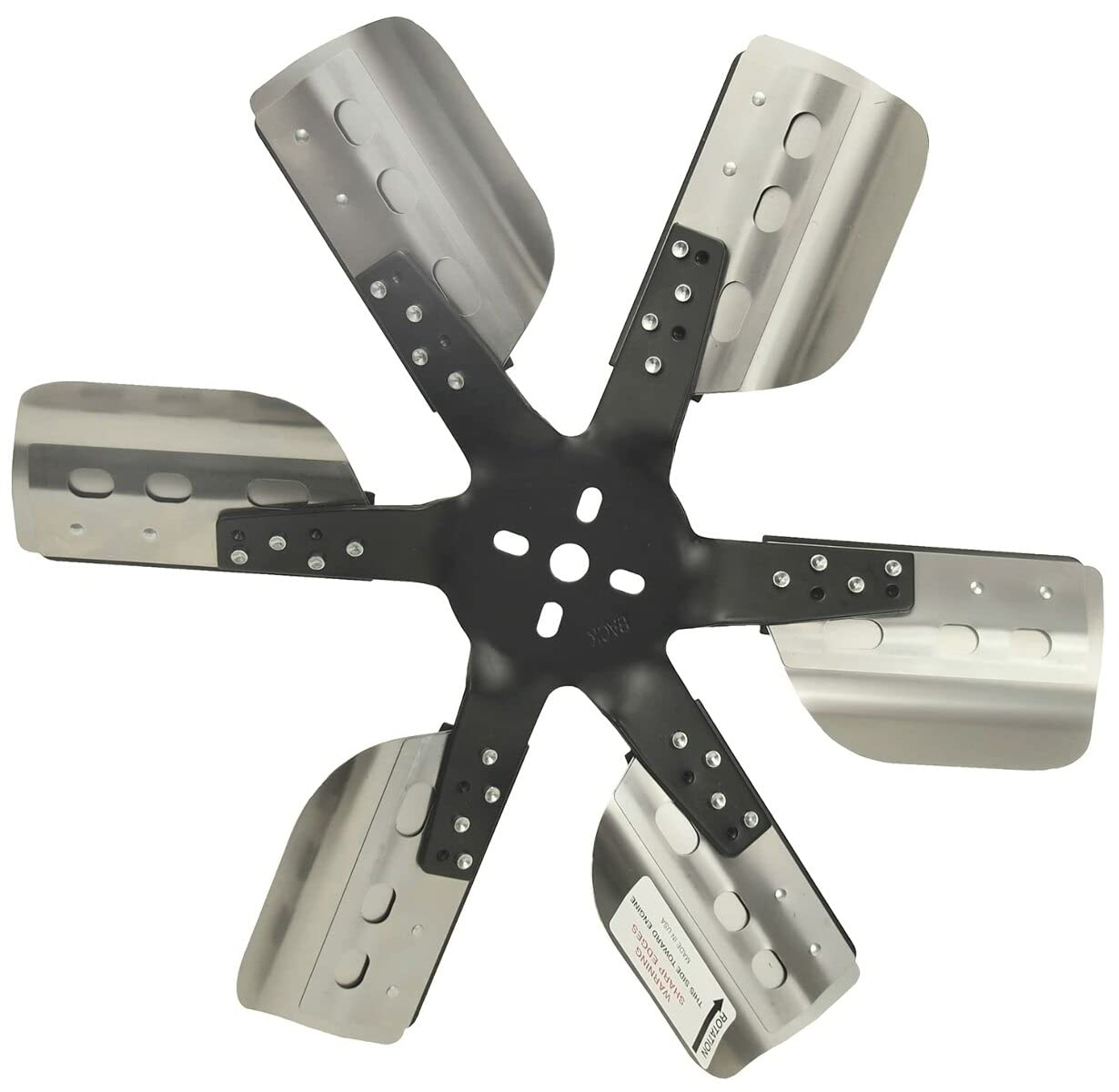 Derale 17018 18'' Heavy Duty Stainless Steel Standard Rotation Flex Fan, Black Hub