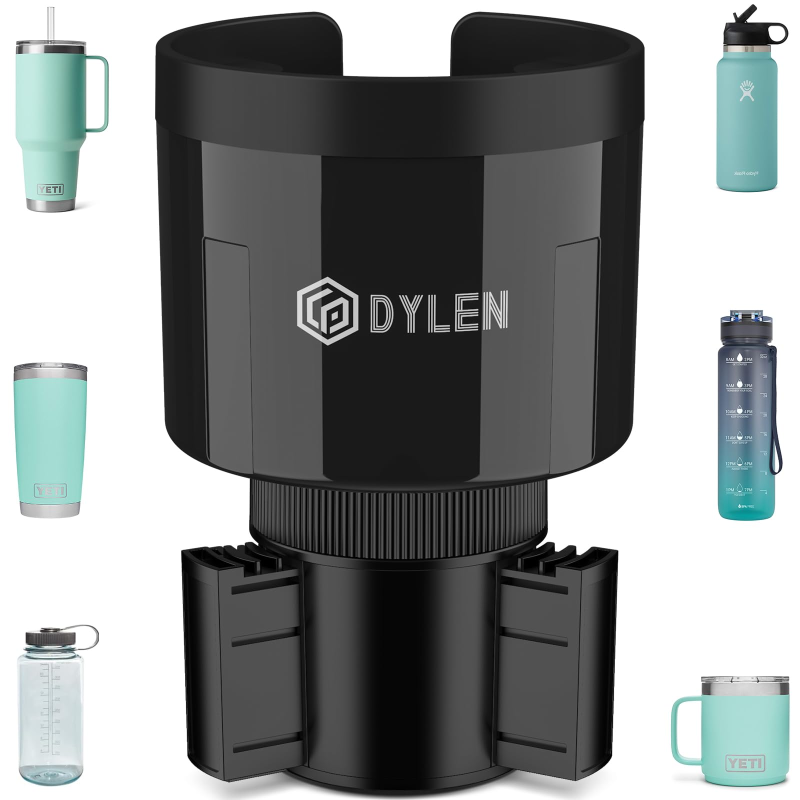 DYLEN Car Cup Holder Expander, Cup Holder Extender Adapter for Car with Expandable Insert, Compatible with Yeti 20/26/30oz, Hydr