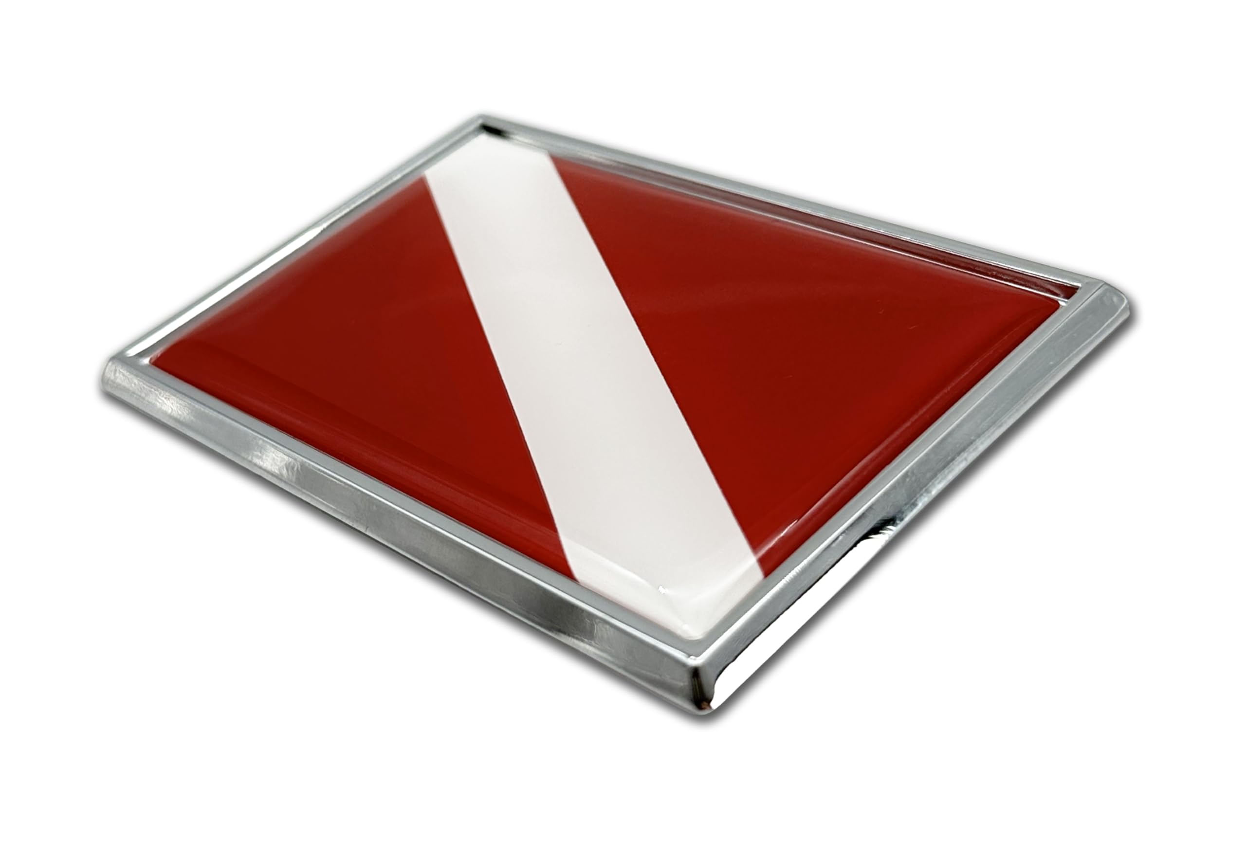 Elektroplate Premium Small Scuba Diver Down Flag All Metal Chrome Emblem For Cars | Universal Fit At 2.5 X 3.4 | Weatherproof