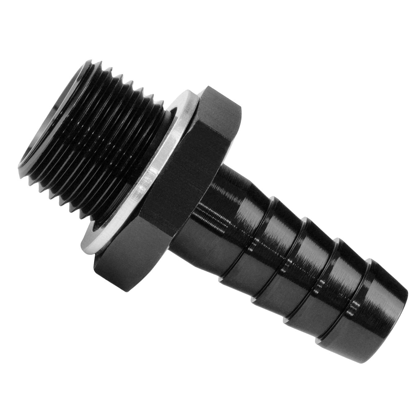 M12x1.5 Male to 3/8 (9.5mm) Hose Barb Fitting Fuel Oil Pump Inlet Adapter with AL Washer Aluminum Black Anodized