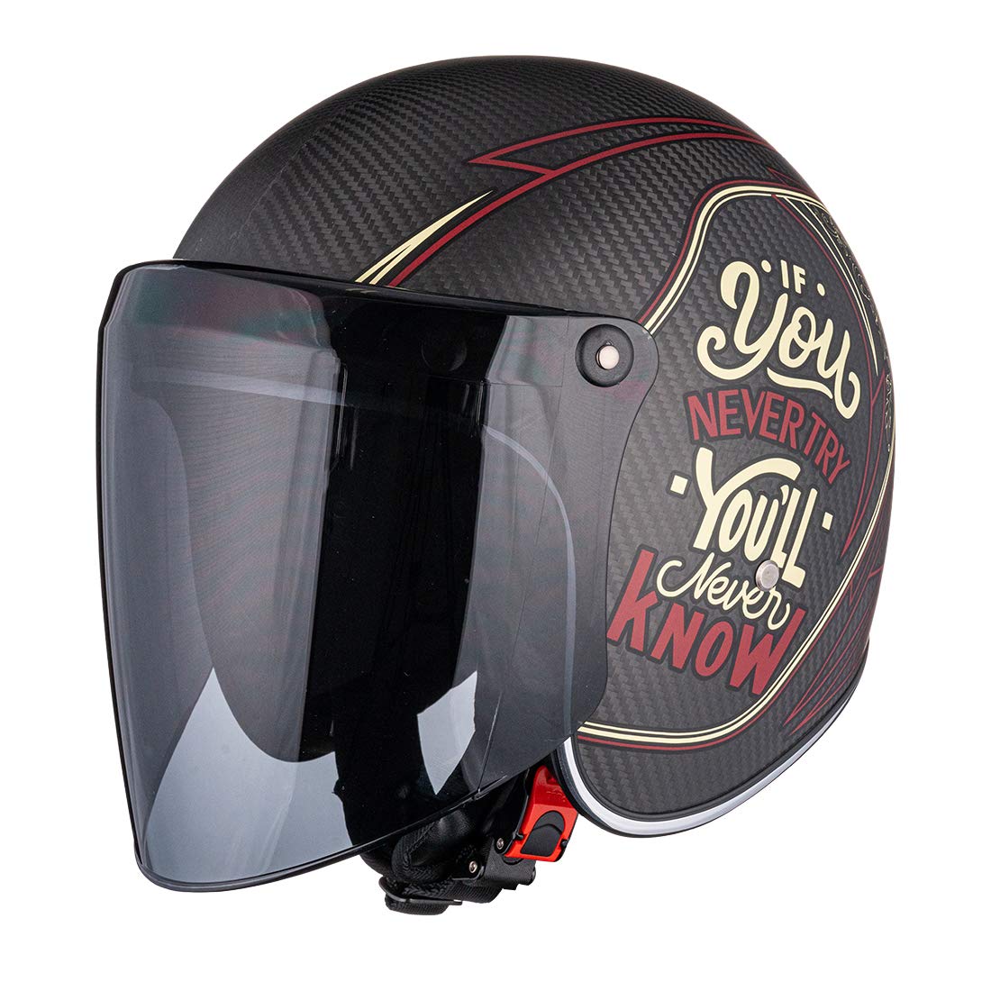 VCOROS Universal 3-Snap Flip Up Visor Shield for Retro Open Face Motorcycle Helmet - Dark Black, Free Size, Model V3