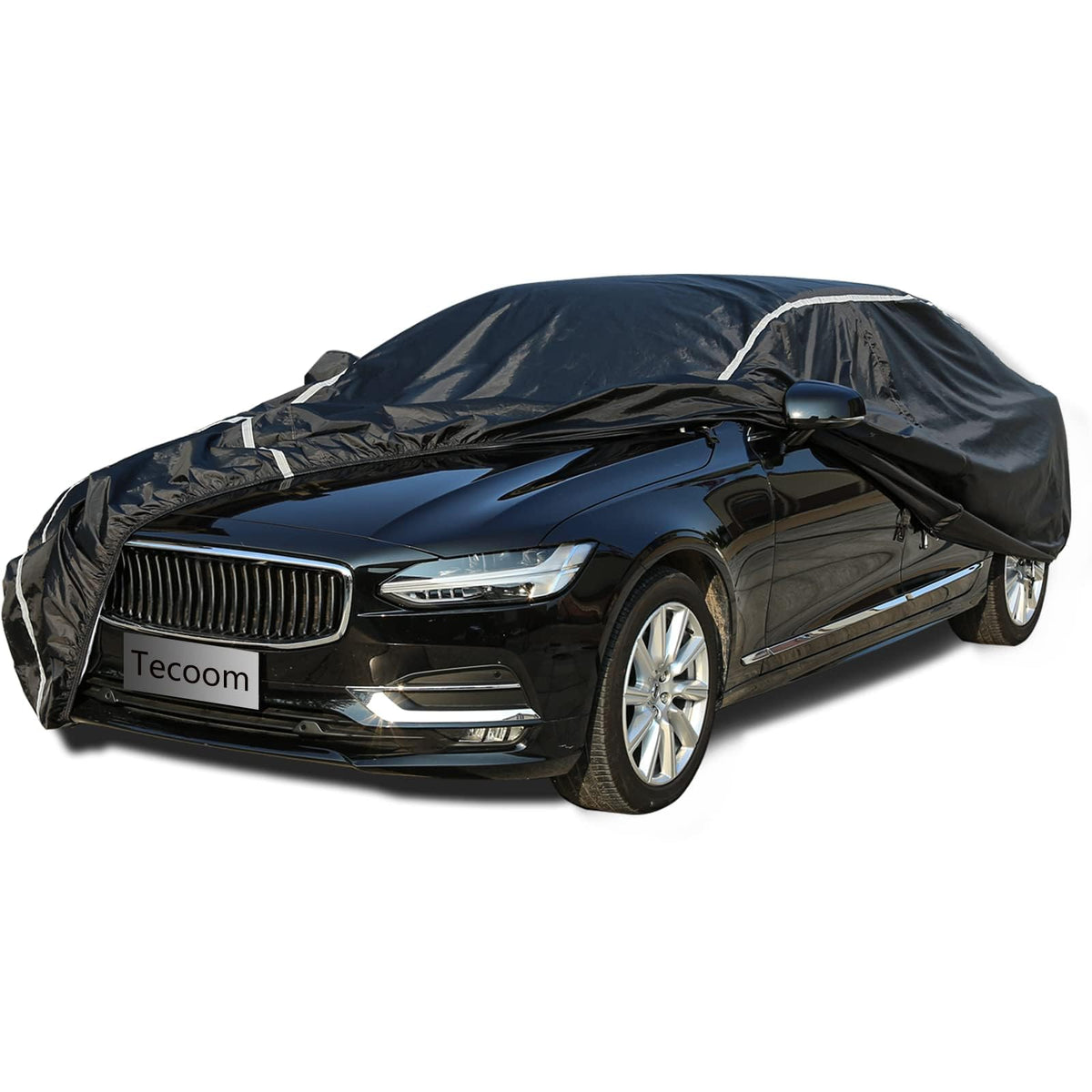 Tecoom Car Cover Waterproof All Weather, Car Covers For Automobiles With Zipper Door, Cotton Backing Car Cover, Windproof Sun Uv