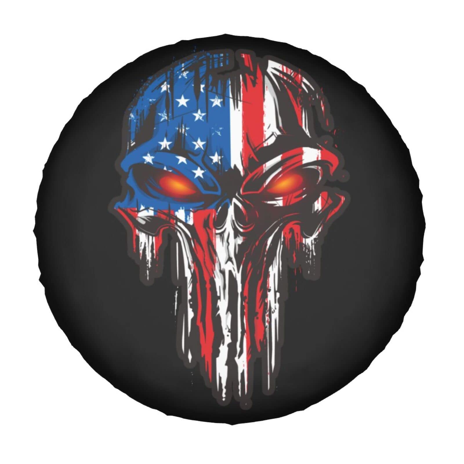 American Flag Skull Patriotic Spare Tire Cover,Universal Wheel Tire Cover For Trailer, Rv, Suv, Truck,Camper And Many Vehicle,We
