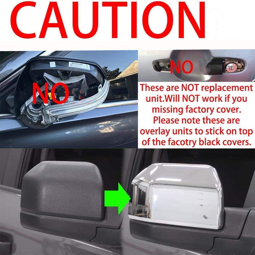 Eloveq Chrome Side Door Overlay Mirror Cover Covers Compatible With Gmc Sierra, Denali, Yukon 07-2013 / Chevy Suburban 07-2014 S