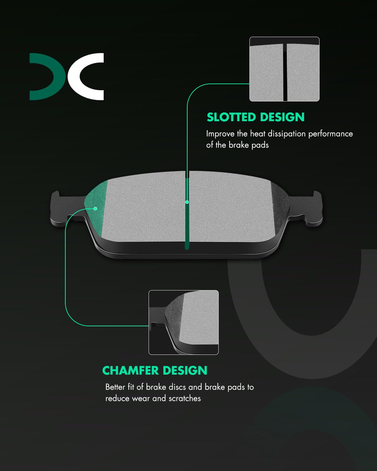 Scitoo D1668 Front Semi-Metal Brake Pads Sets - Fit For Ford Escape 2013-2019, Focus 2013-2018, Transit Connect 2014-2019, Linco