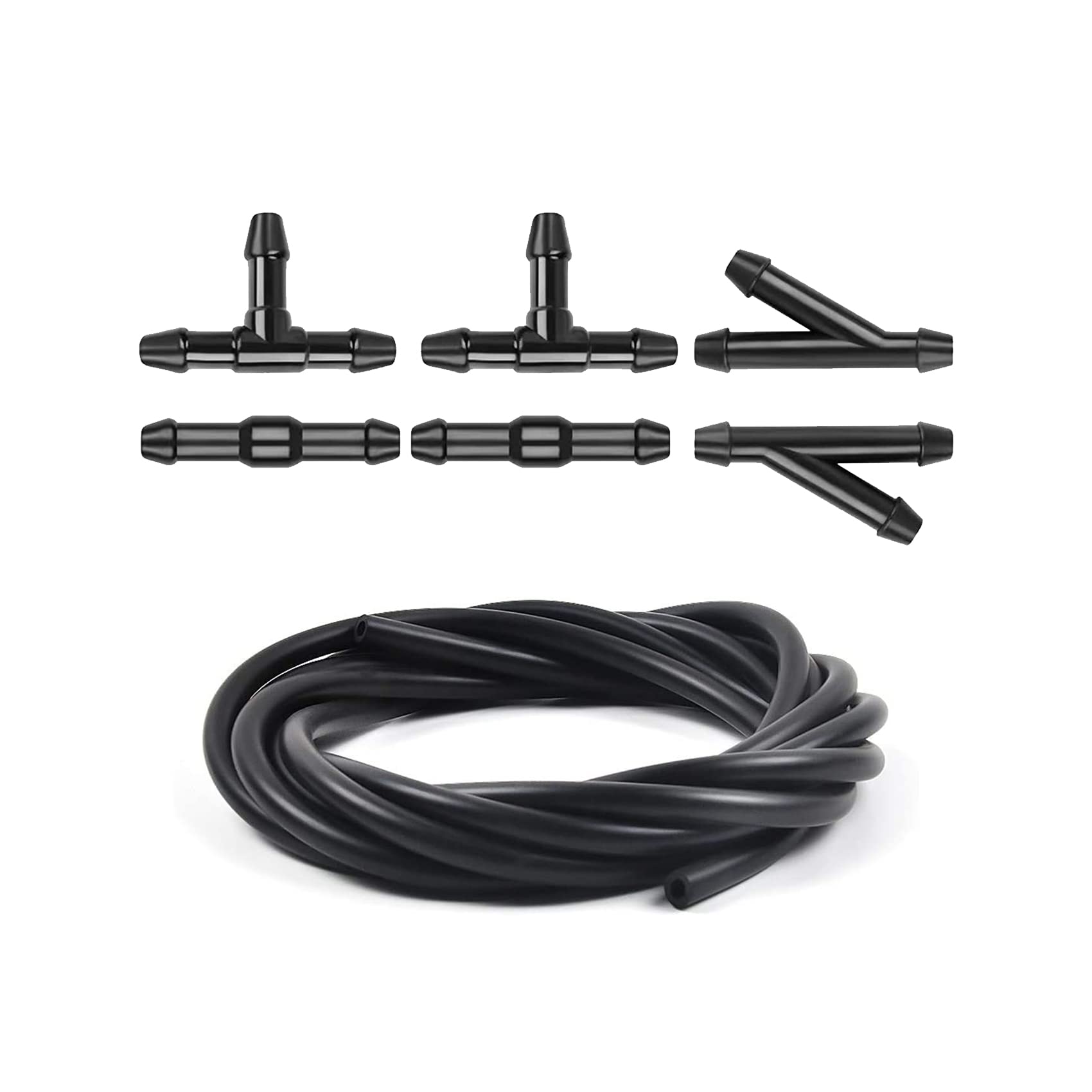 Windshield Washer Hose Kit, 3 Meter Washer Fluid Hose With 6 Pcs Hose Connectors, Windshield Washer Nozzles Kit Suitable For Most Car Windshield Fluid Tubing