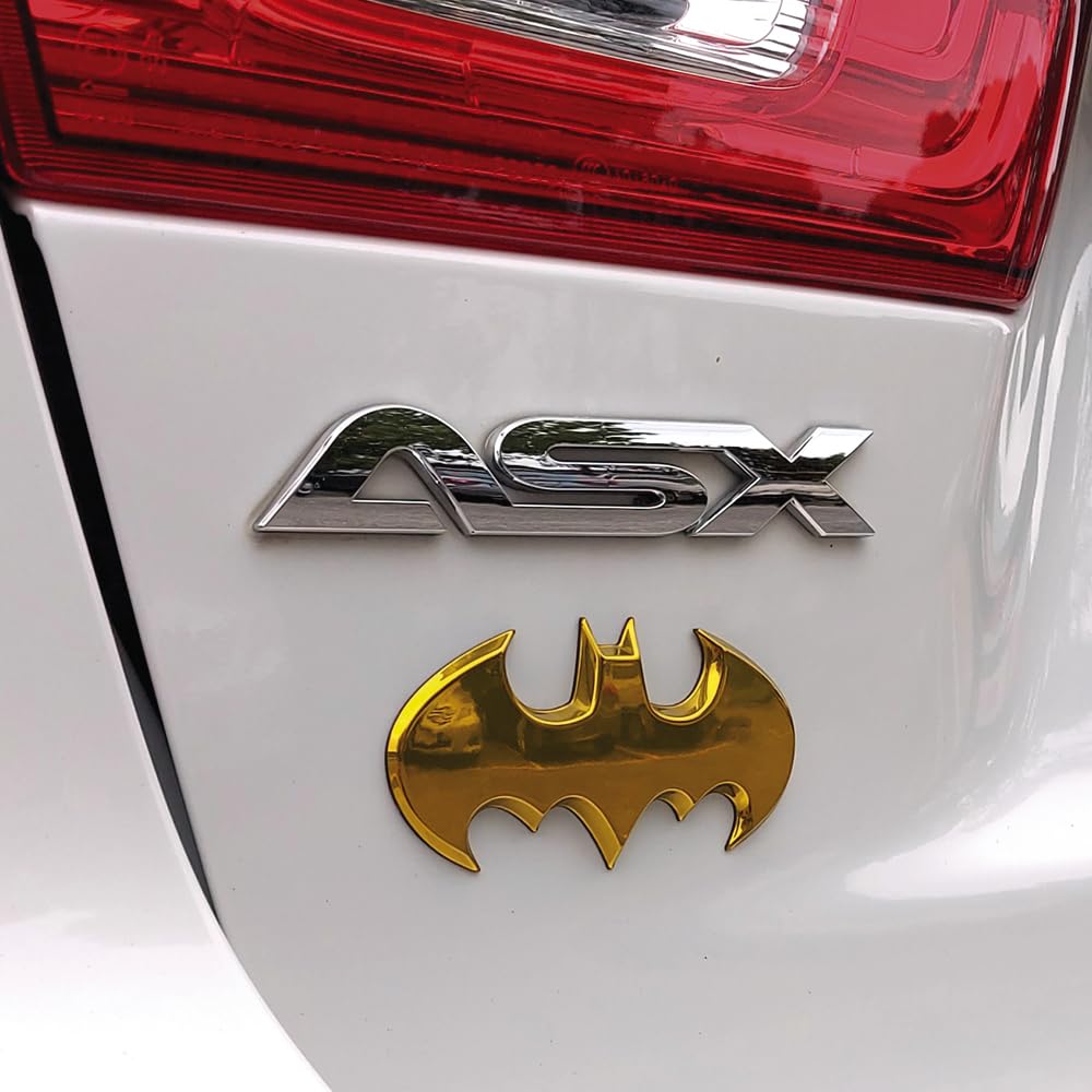 Fan Emblems Batman Car Emblem - 3D Yellow Chrome Badge, 3.8x1.8x0.2 inches, Model 9672-027, Officially Licensed DC Access