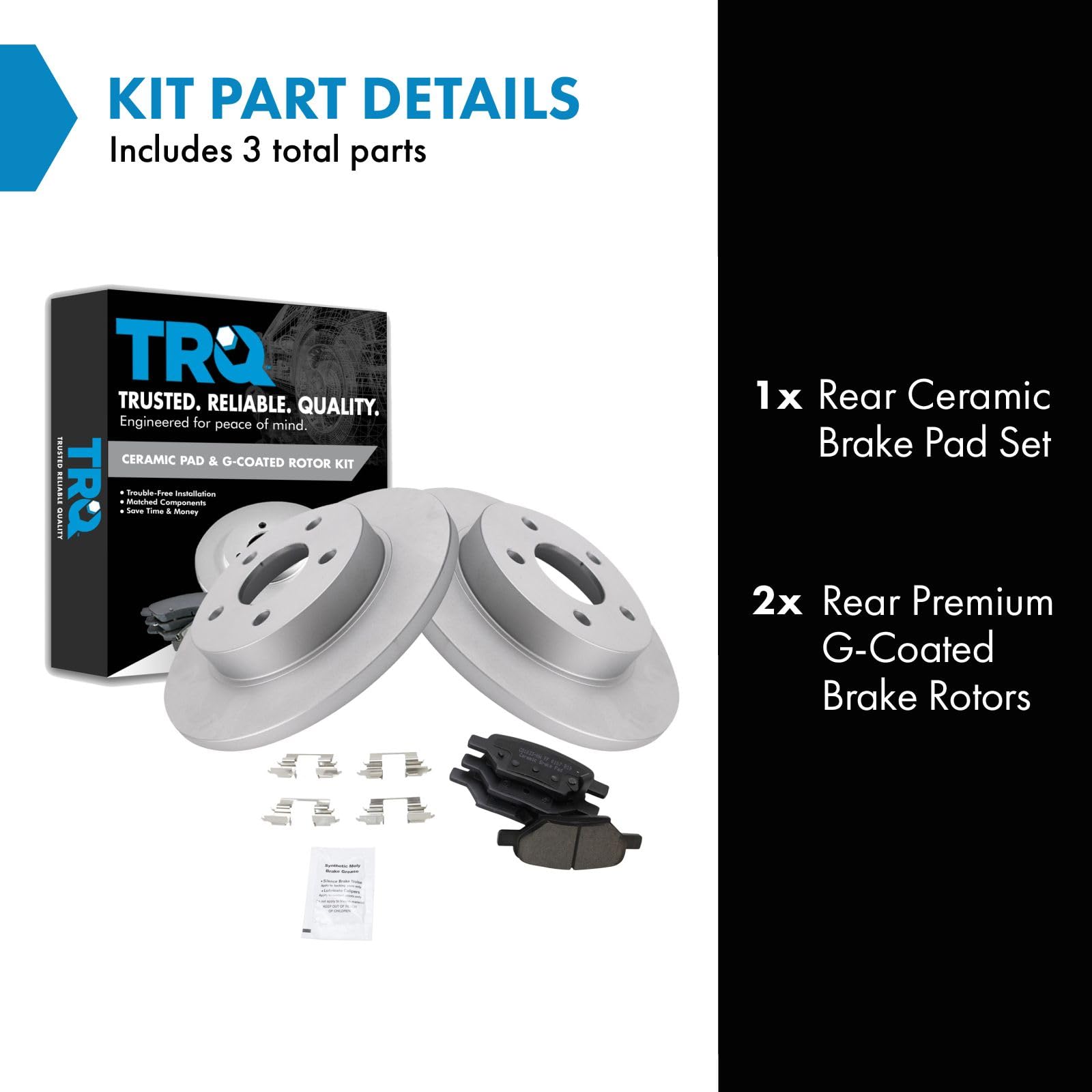 Trq Rear Premium Ceramic Brake Pad & Coated Rotor Kit Compatible With Chevy Pontiac