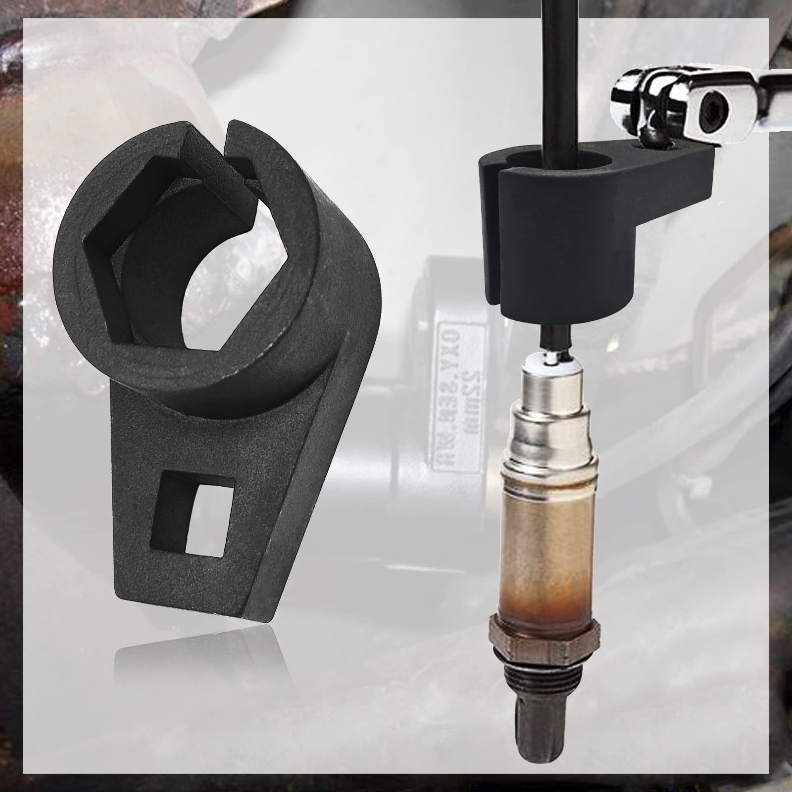 Offset Oxygen Sensor Socket, 3/8-Inch Drive, 7/8-Inch (22Mm), Wire Gate Accesses Sensor From Side, Preventing Damage To Wires, U