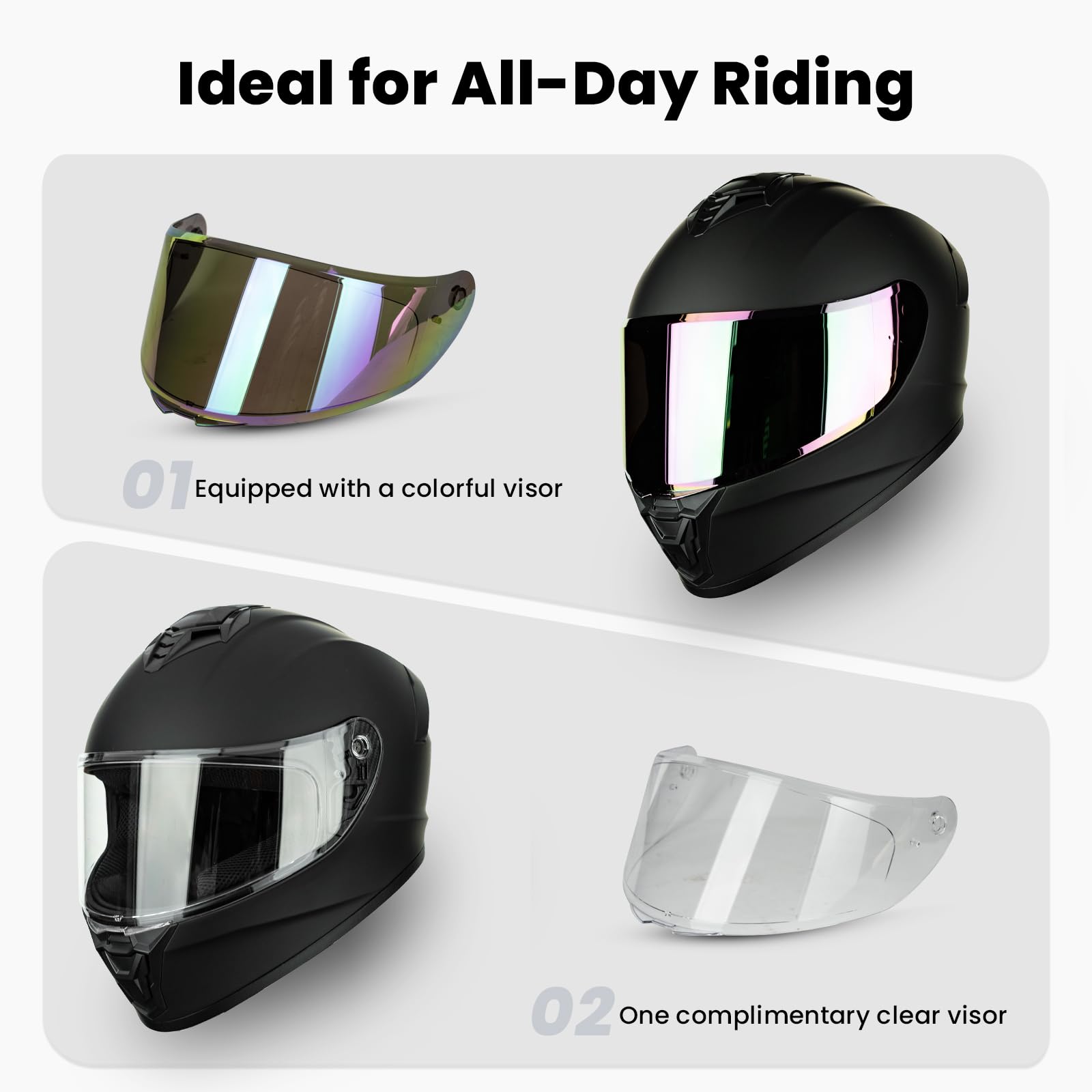 AUBOA Full Face Motorcycle Helmets for Adult Men Women Lightweight Street Bike Motorbike Racing Casco Moto Helmet with Extra Cle