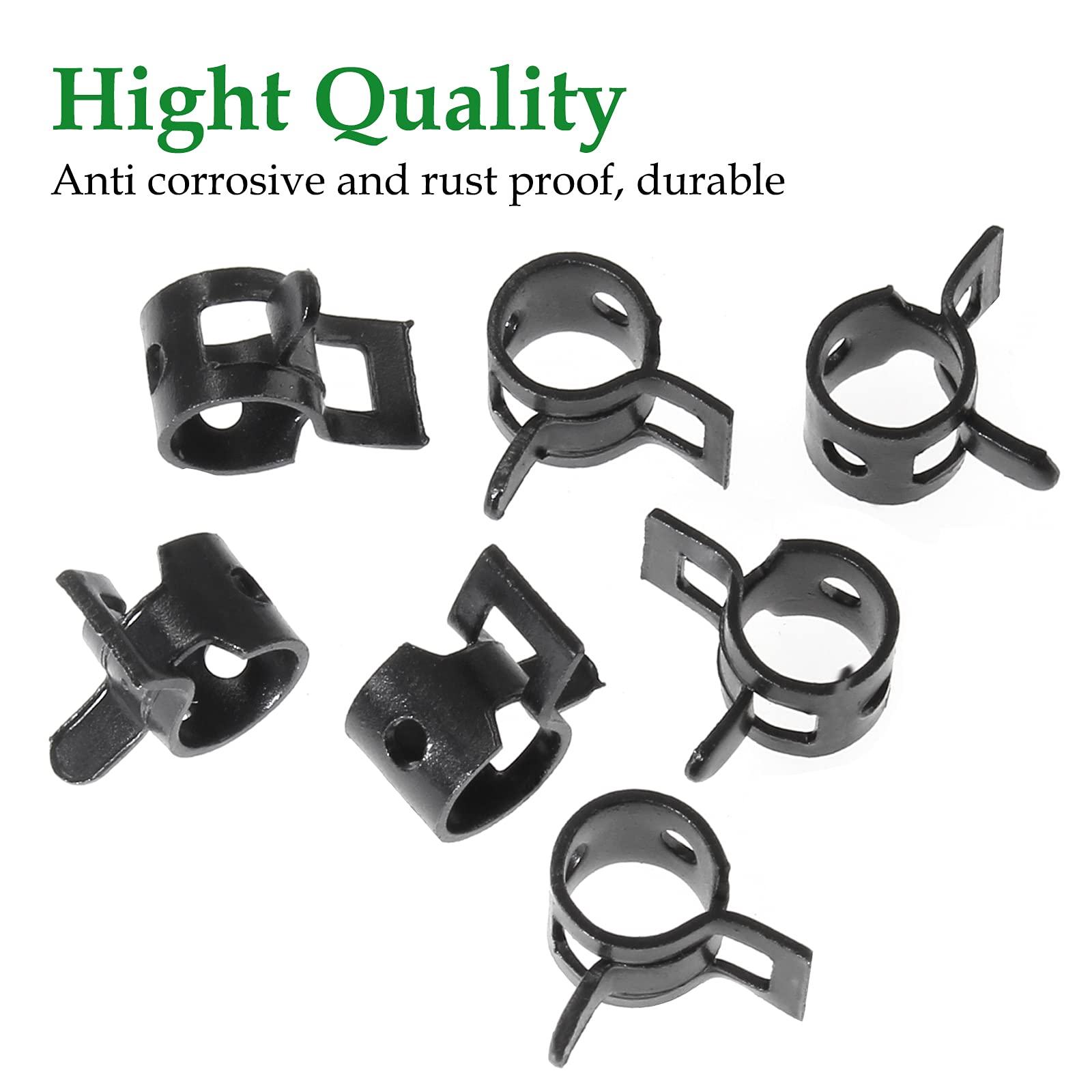 Rierdge 40 Pcs 1/4 Id Spring Band Type Clamps, 6Mm Fuel Hose Clamps Fasteners, Black Spring Hose Clip For Fuel Hose Line Water Pipe Air Tube Silicone Hose, Fit 6.5-7.2Mm Od Hose