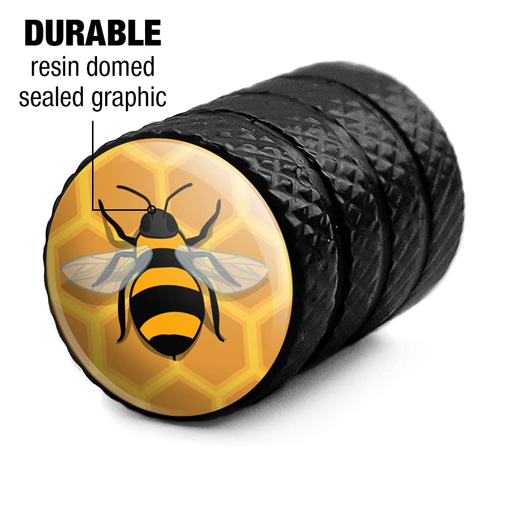 Graphics & More Bee On Honeycomb Tire Rim Wheel Aluminum Valve Stem Caps