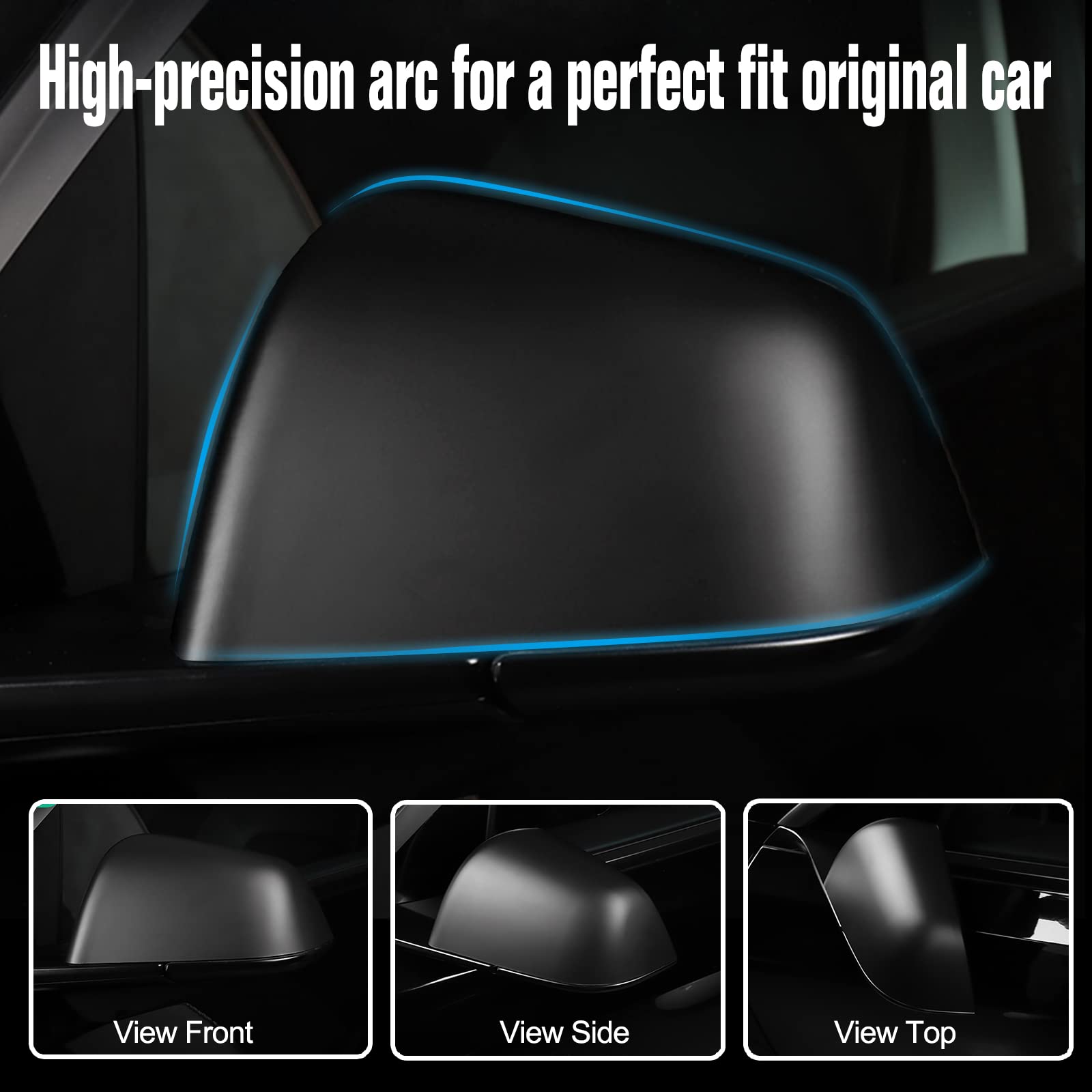 Kasato Model Y Side Mirror Cover, Mirror Cap 2 Pcs Matt Black Side Mirror Cover For Model Y (2021-2024) Rearview Mirror Cover