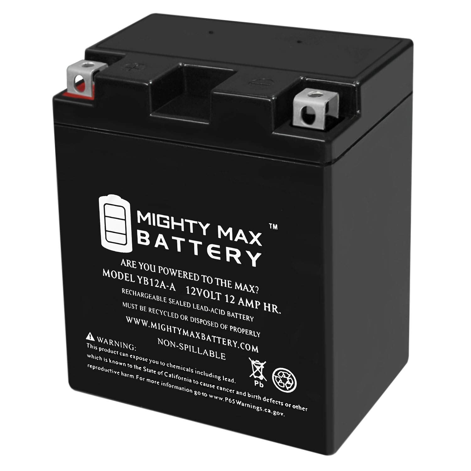 Mighty Max Battery Yb12A-A -12 Volt 12 Ah, 165 Cca, Rechargeable Maintenance Free Sla Agm Motorcycle Battery
