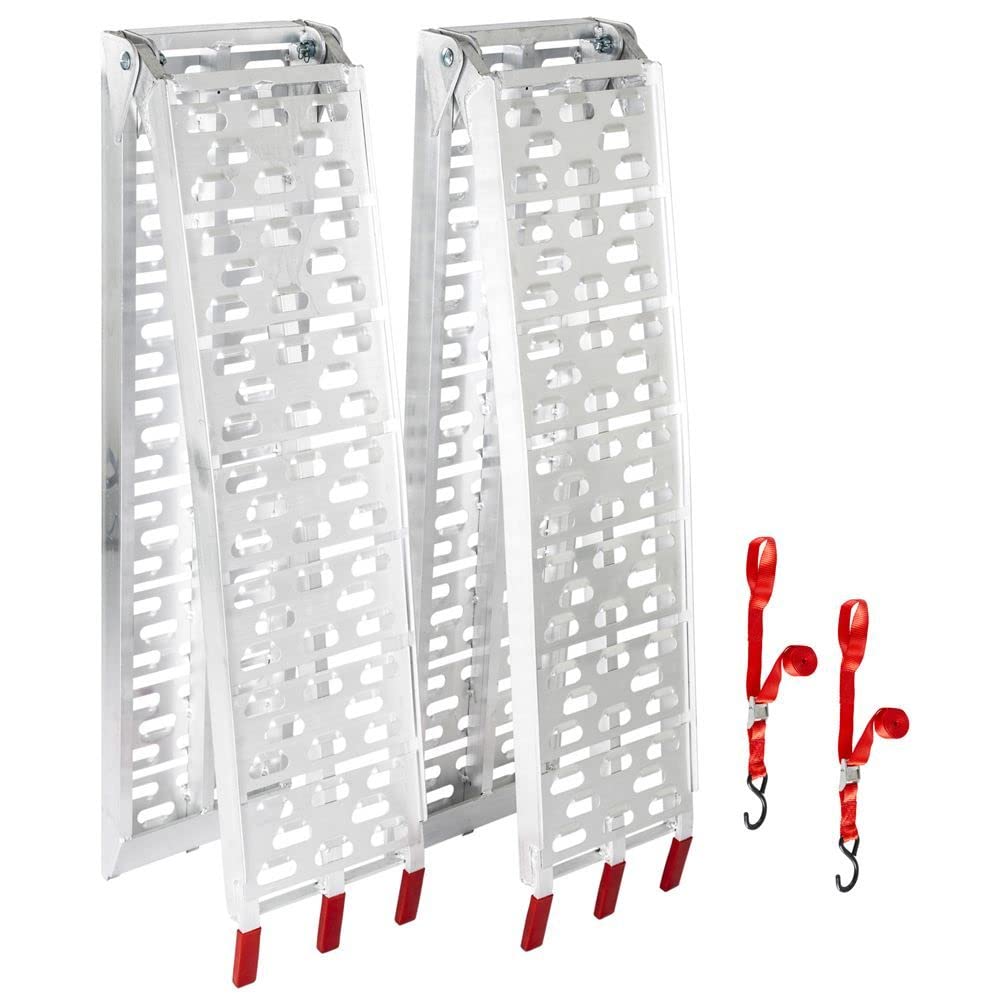 Black Widow Afp-9012-2 Aluminum 7' 6'' Arched Atv Ramps For Pickup Truck Bed, Lightweight, Portable And Folds To 45 L, Anti-Slip