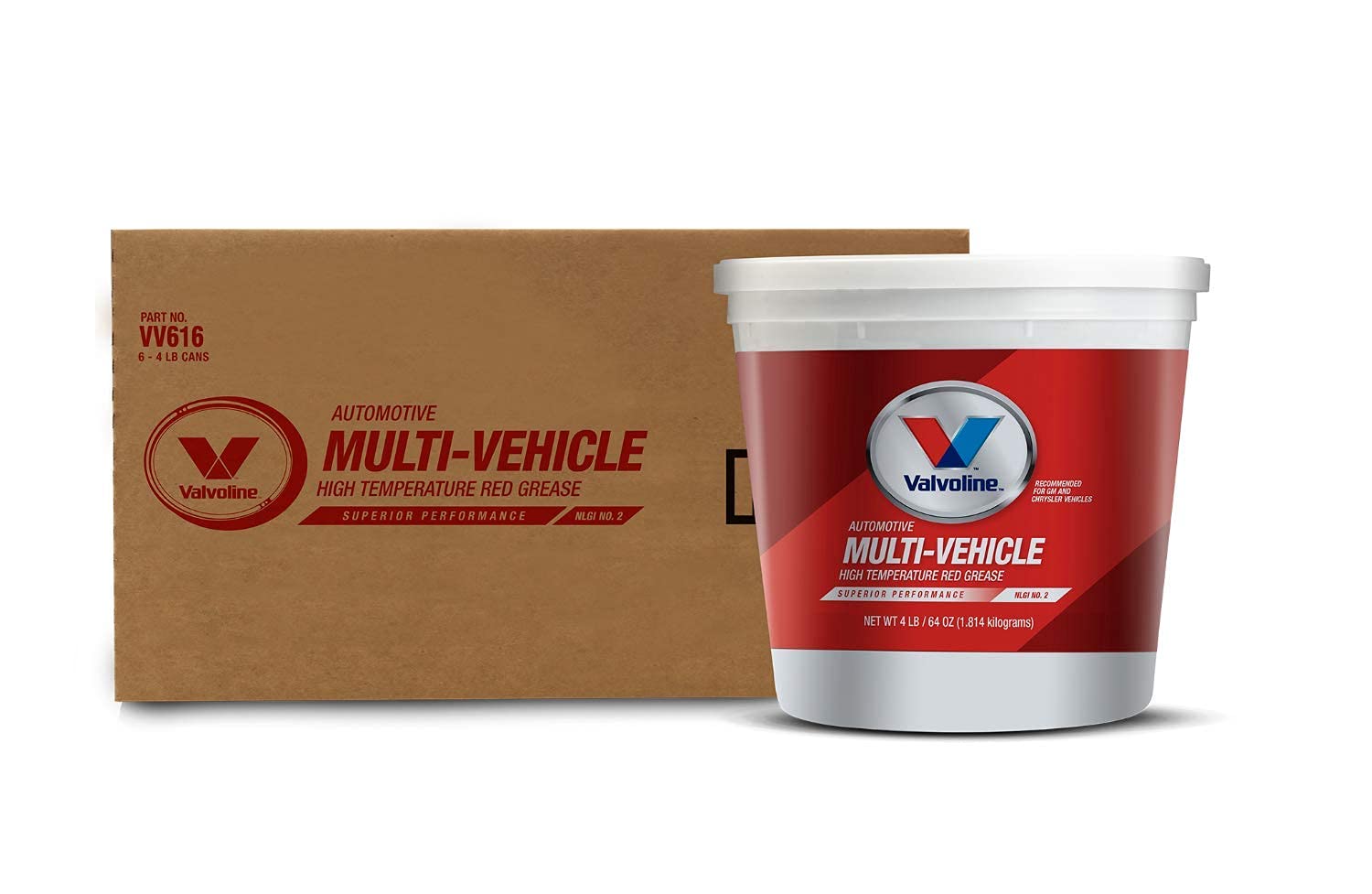 Valvoline Multi-Vehicle High Temperature Red Grease 4 Lb Tub, Case Of 6