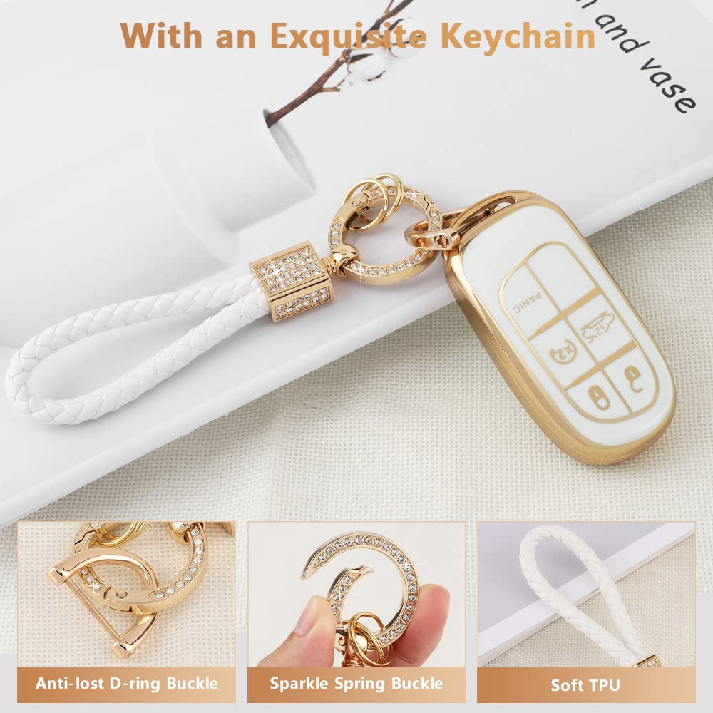 Pifoog For Jeep Key Fob Cover Compass Grand Cherokee Renegade Accessories White Gold Soft Tpu Car Keys Shell Case Full Covers 5