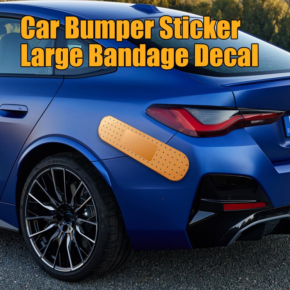 RGOAANC 2PCS Beige Car Bandaid Stickers - Giant Funny Bumper Decal Accessories for Vehicles, Universal Bandage Shape Large Stickers