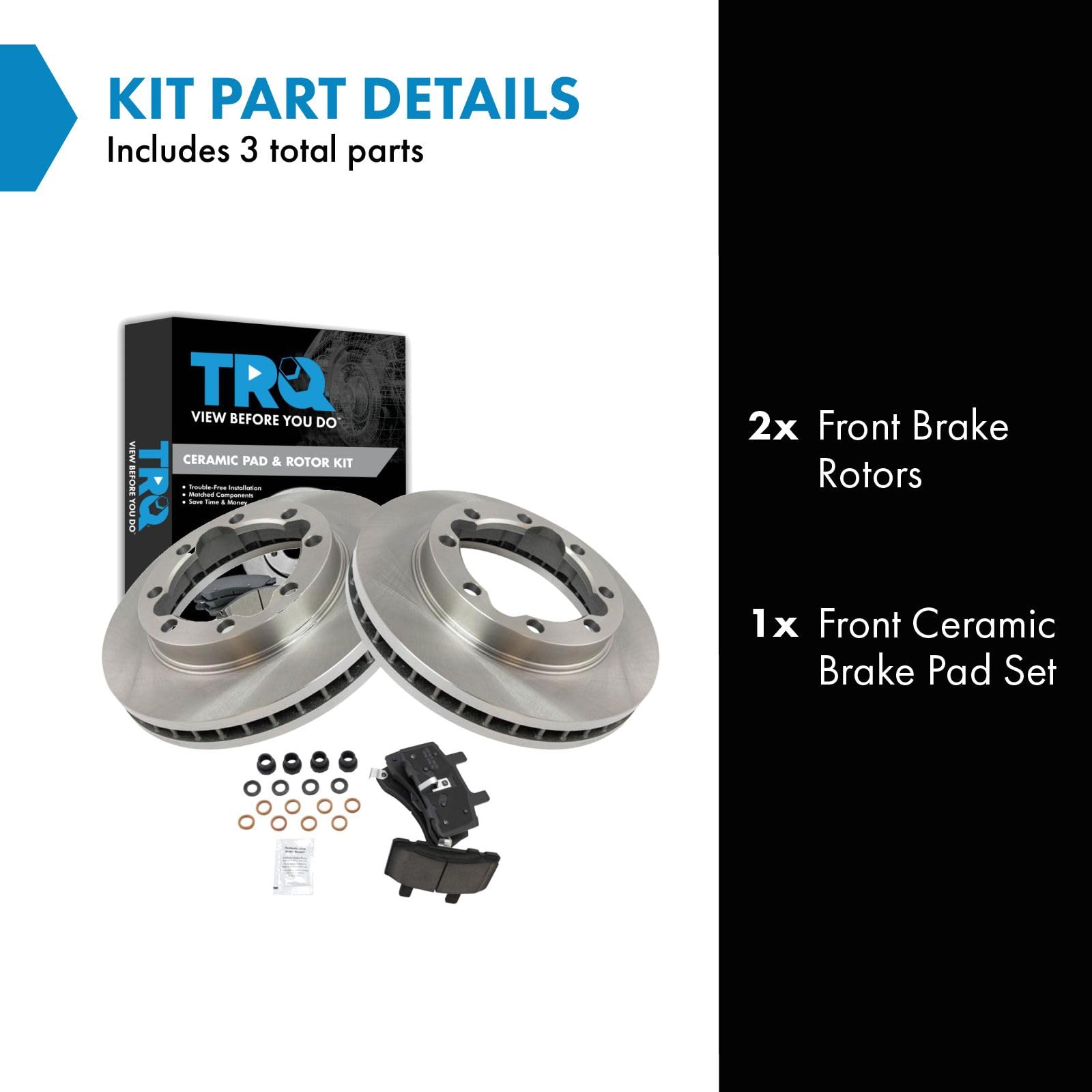 Trq Front Brake Pad & Rotor Kit Brake Pads Brake Rotor Ceramic Compatible With 1994-1996 Chevrolet K3500 1994-1999 Dodge Ram 250