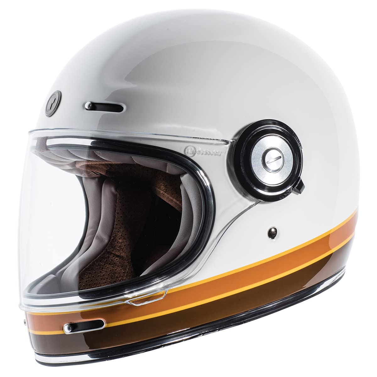 Torc T1 Unisex-Adult Retro Full Face Motorcycle Helmet (Iso Bars Gloss White, Small)