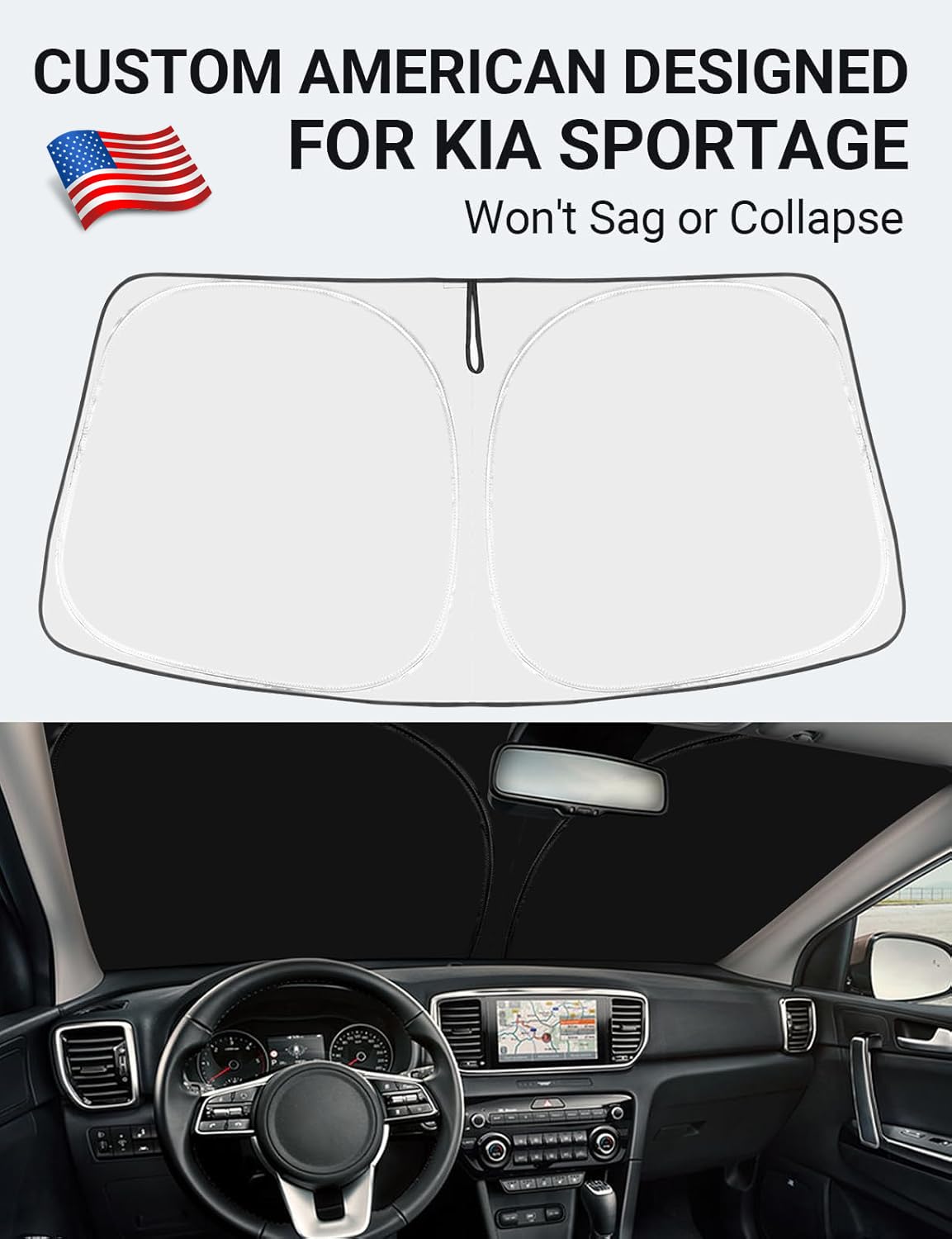 Proadsy Front Windshield Sun Shade Foldable Sunshade Protector Custom Fit 2022 2021 2020 2019 2018 2017 Kia Sportage, Ex, S, Lx, Sx Turbo, T Gdi, Suv Accessories 2025 Upgrade