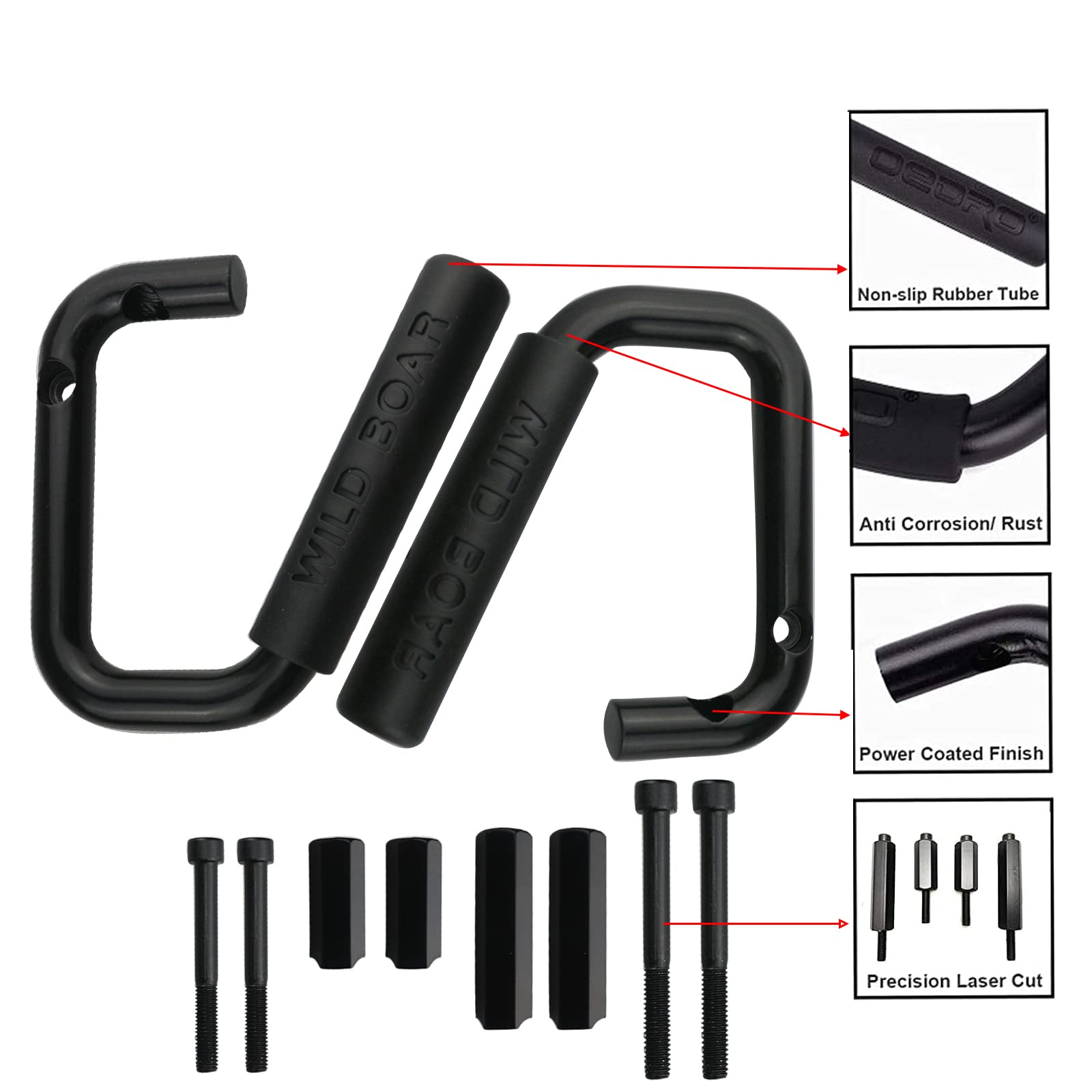 Caqeg Pack Of 2 Front Grab Bar Grab Handles Black Textured Compatible With 2007-2017 Jeep Wrangler Jk Jku Car