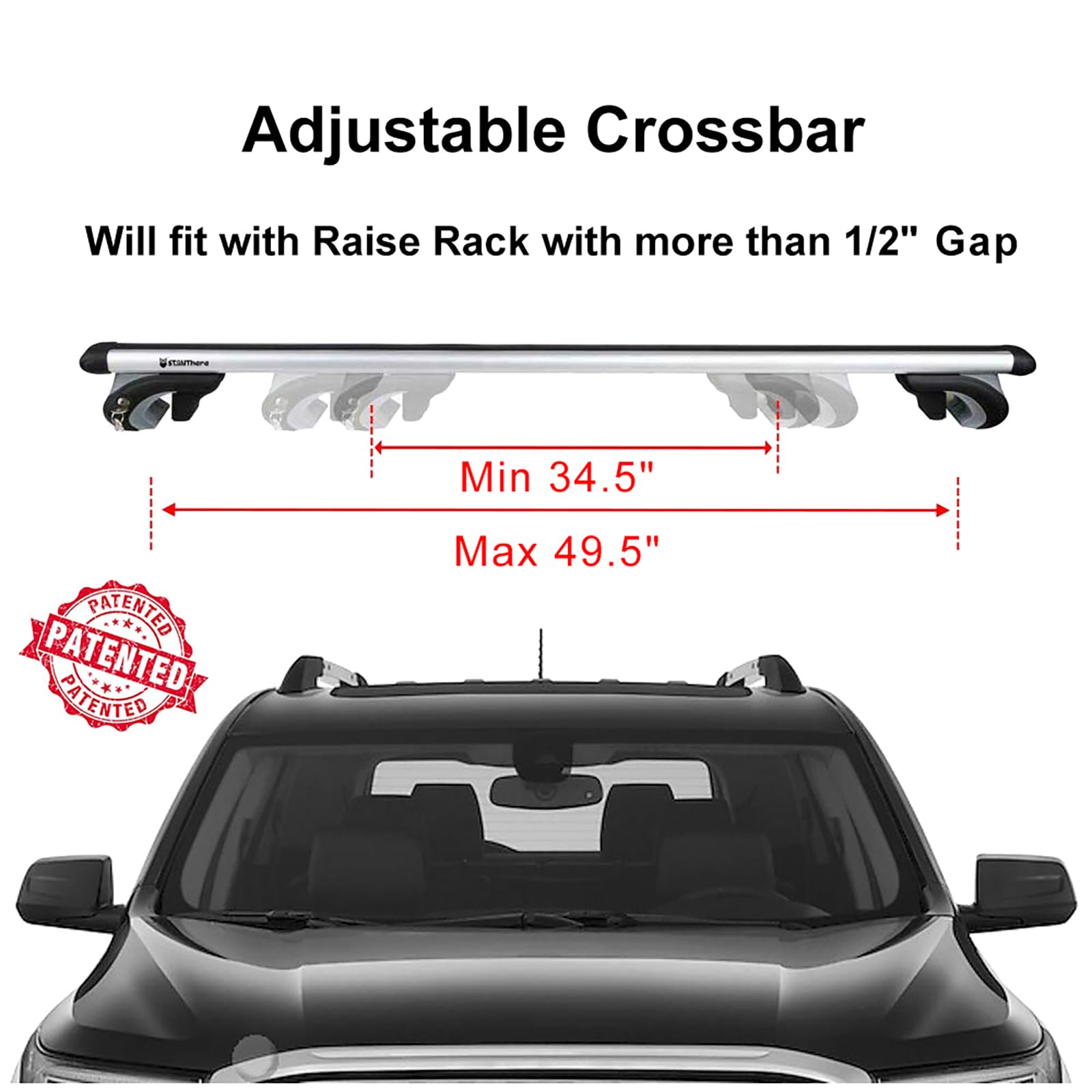 Stay There Car Roof Rack Cross Bars 56”Aero Thick Aluminum Universal Crossbars Roof Rack Adjustable Roof Cross Bars, Fits Most Vehicles With Existing Raised Side Rails With Gap- 200 Lbs Load Capacity