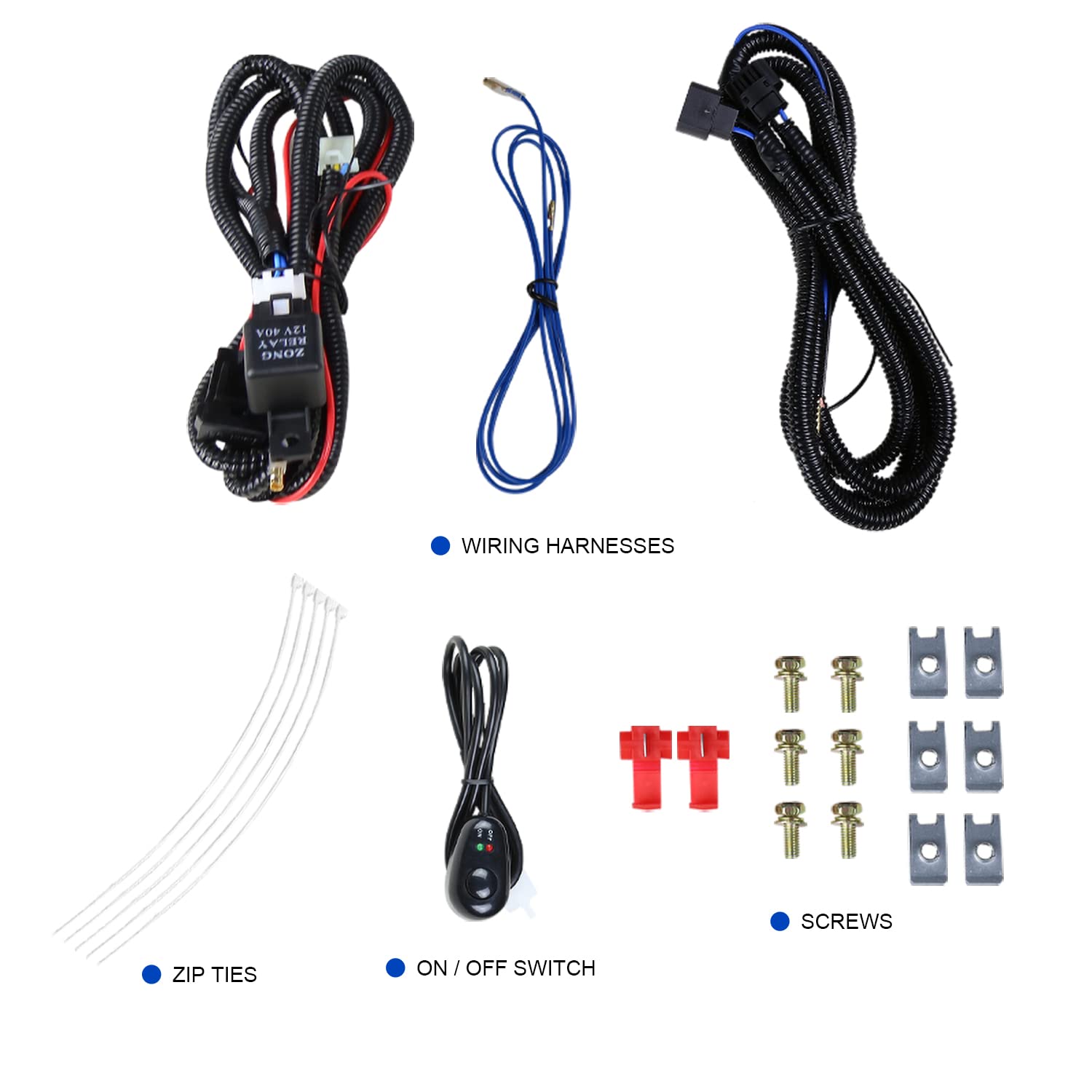 Spec-D Tuning Clear Lens LED Fog Lights +Built-In LED Bulbs+Switch Compatible with GMC Sierra 2500HD 3500HD 2015-2018 L+R Pair A