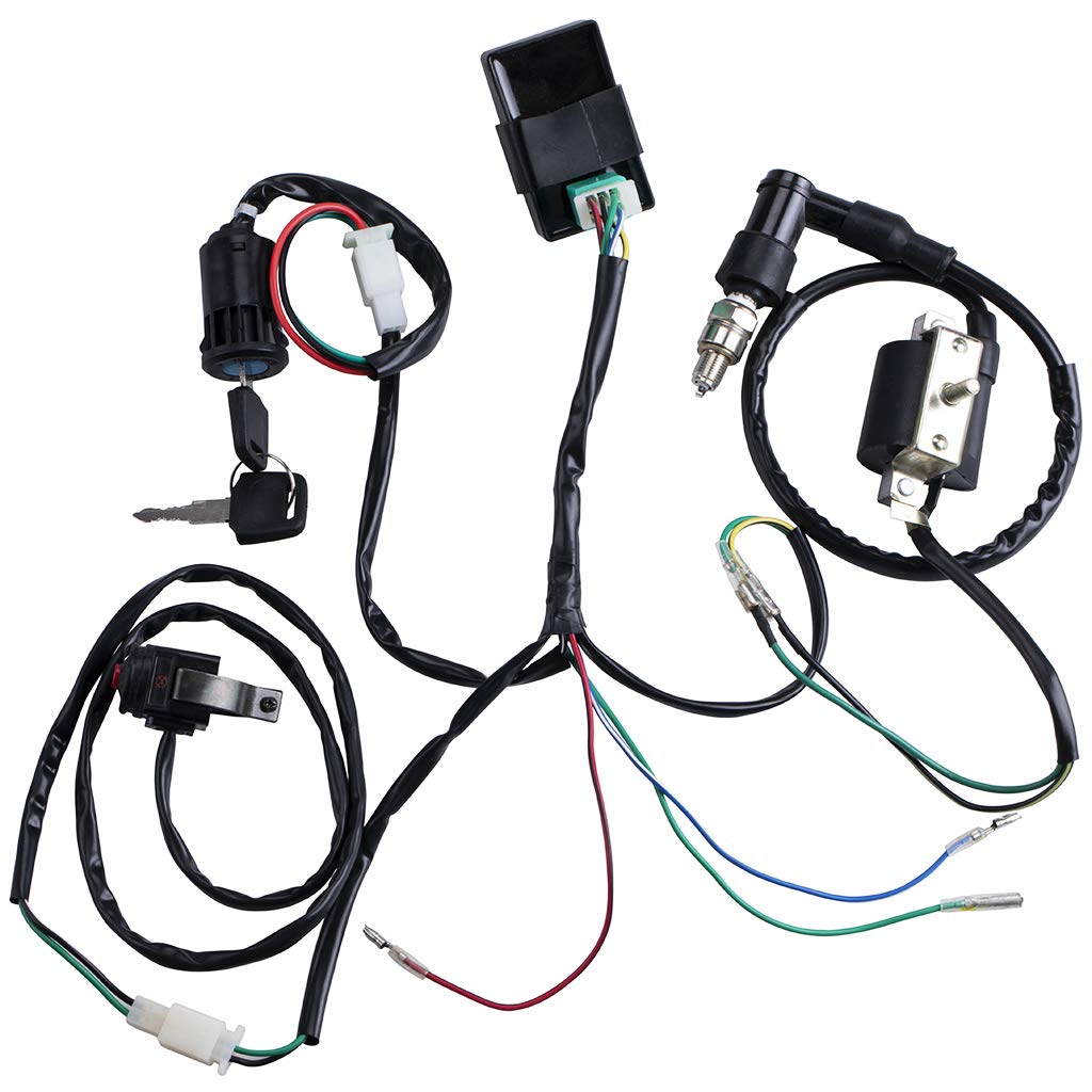 Cncmotok Wiring Loom Harness Kill Switch Ignition Coil Cdi Box Spark Plug Rebuild Kit For Kick Start Dirt Pit Bike Atv 50Cc 70Cc