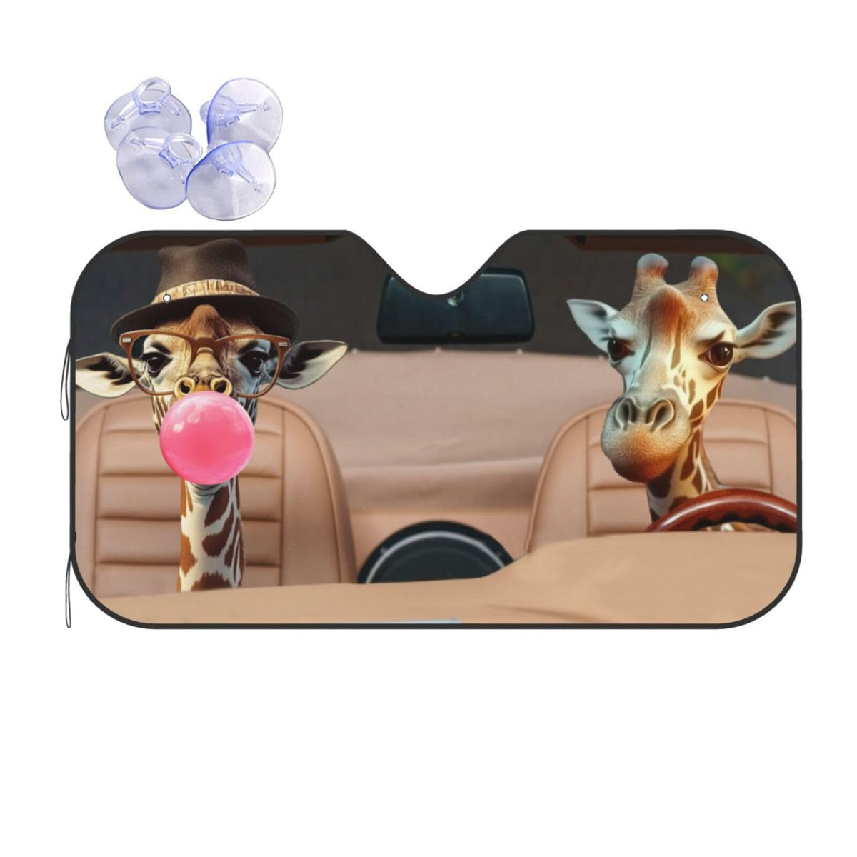 Funny Giraffe Car Sun Shade Windshield Sunshade Foldable Front Window Shield Cover for Truck SUV