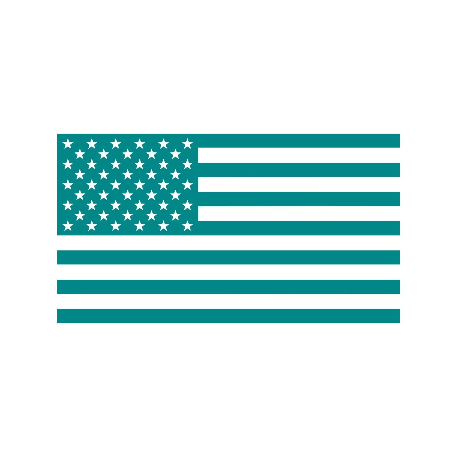American Us Flag [Pick Color/Size] Vinyl Decal Sticker For Laptop/Car/Truck/Window/Bumper (18In X 10In, Matte Turquoise)