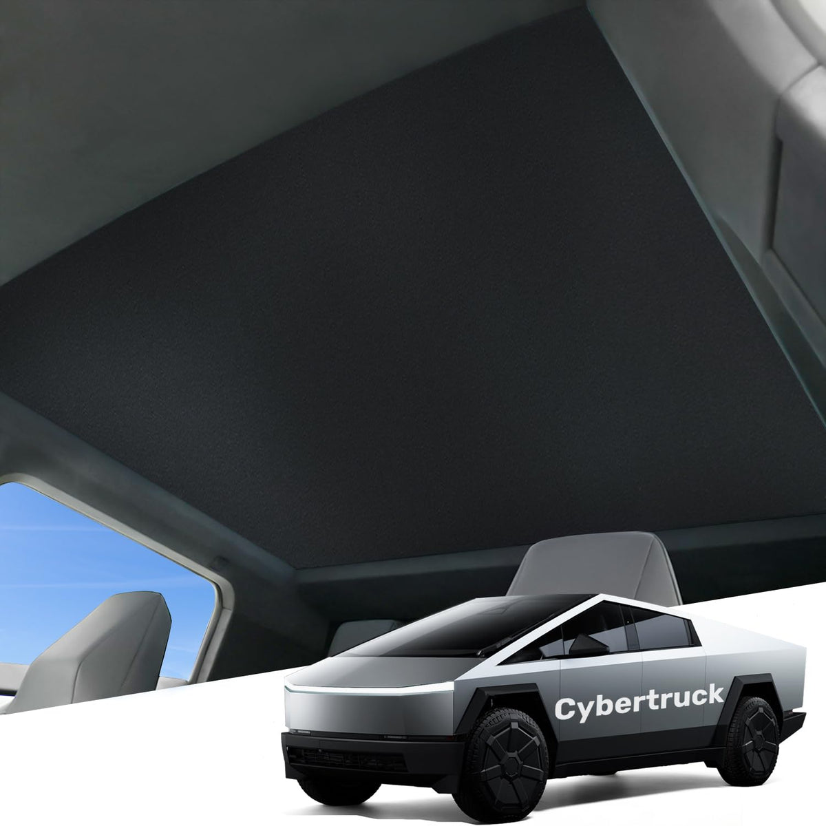 Zanch 2025 Upgrade Original Sunshade Roof For Tesla Cybertruck [No Gaps, No-Sag] Heat Insulation Foldable Roof Glass Sun Shade F