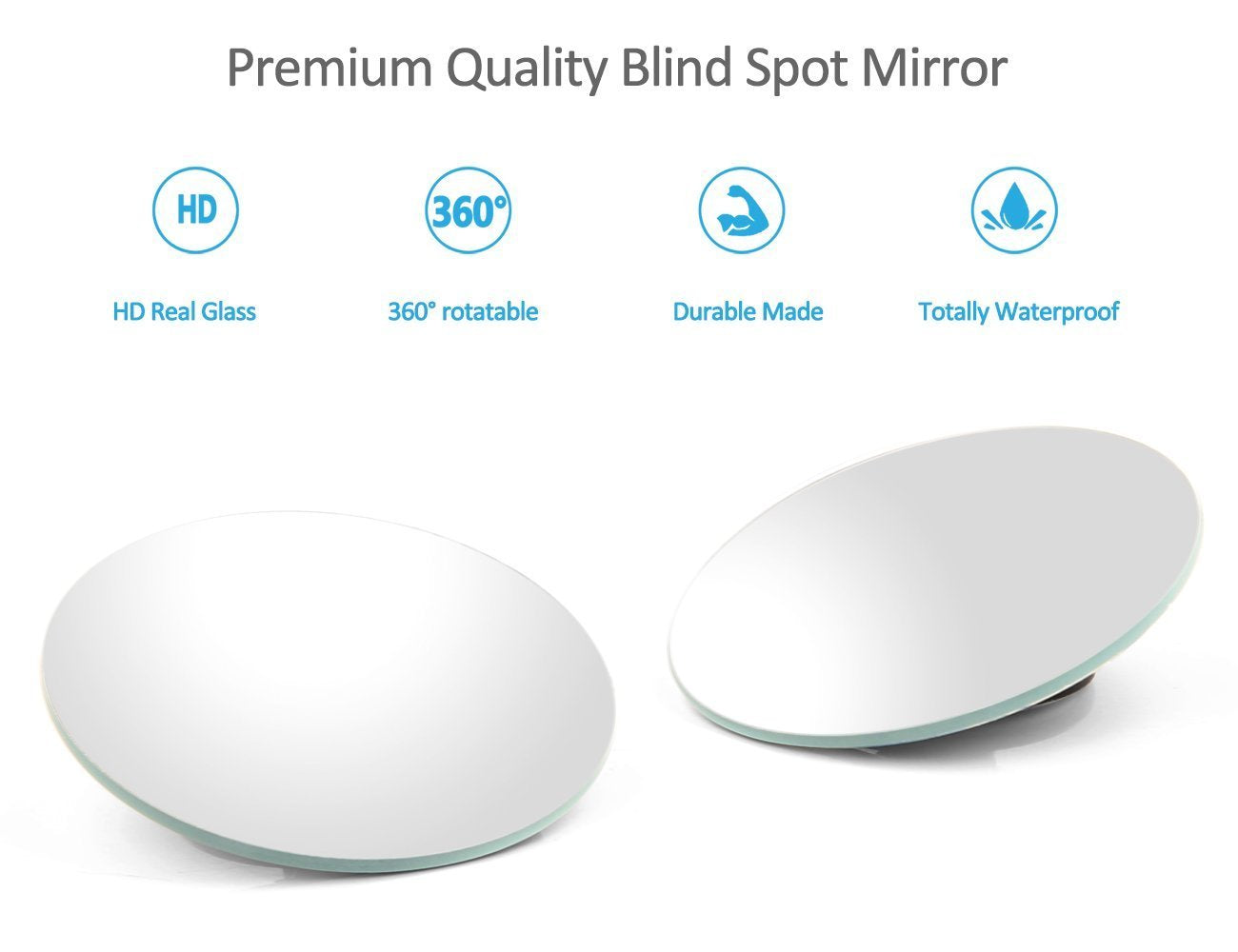 Liberrway Frameless Wide Angle Mirror - Adjustable Round Hd Glass Convex Rear View Mirror - 360 Rotate For Car, Suv & Trucks - S