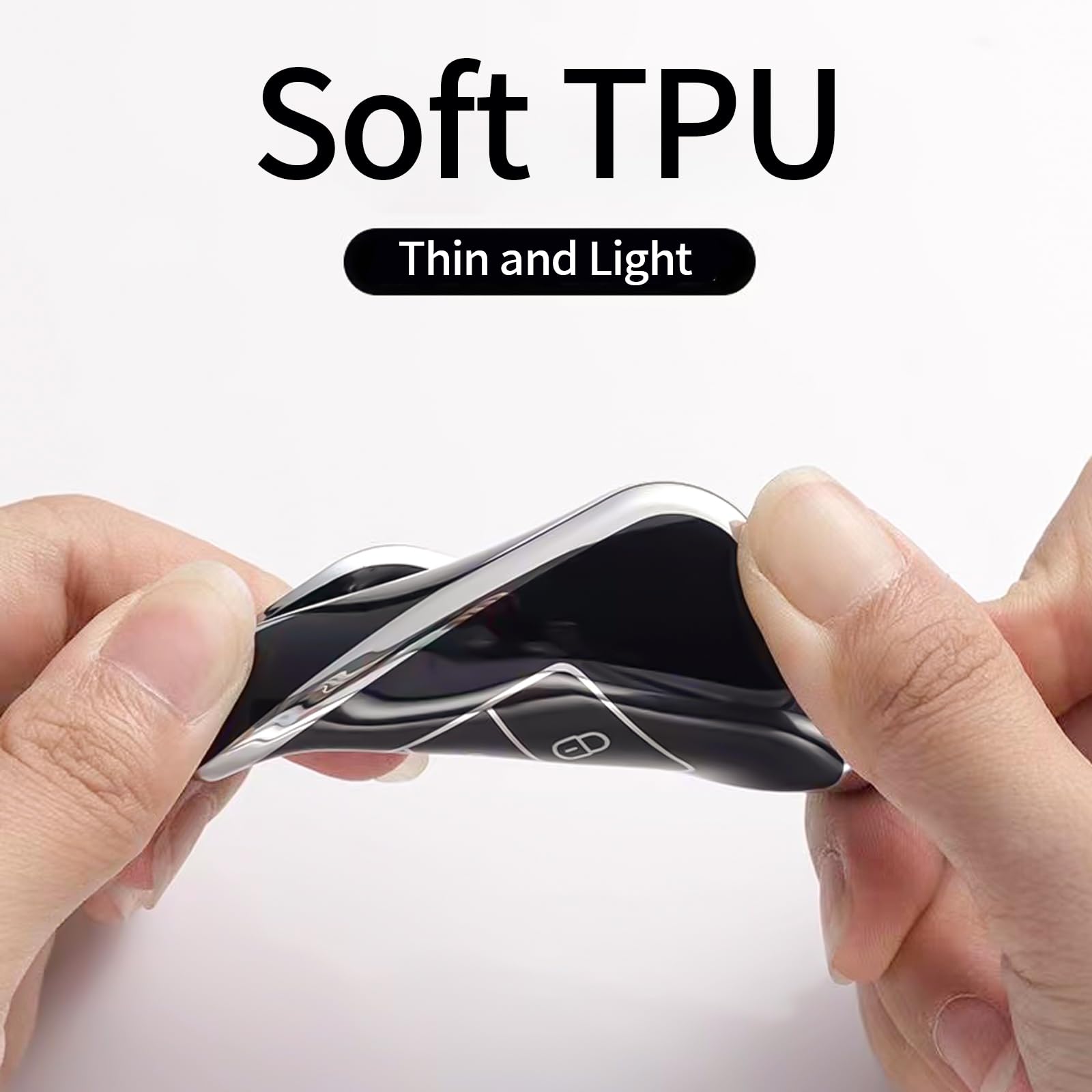 Kespevn For Hyundai Key Fob Cover 5 Button Soft Tpu With Leather Keychain 360 Degree Protection Car Key Case Shell Holder Fits F