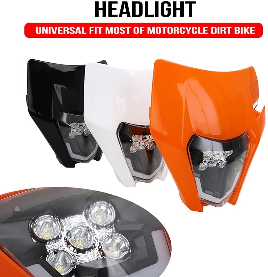 JFG RACING Dirt Bike Headlight,Universal LED Dirtbike Headlamp,Pit Bike Head Light Assembly Kit Head Lamp for Most Dirt Pit Bike