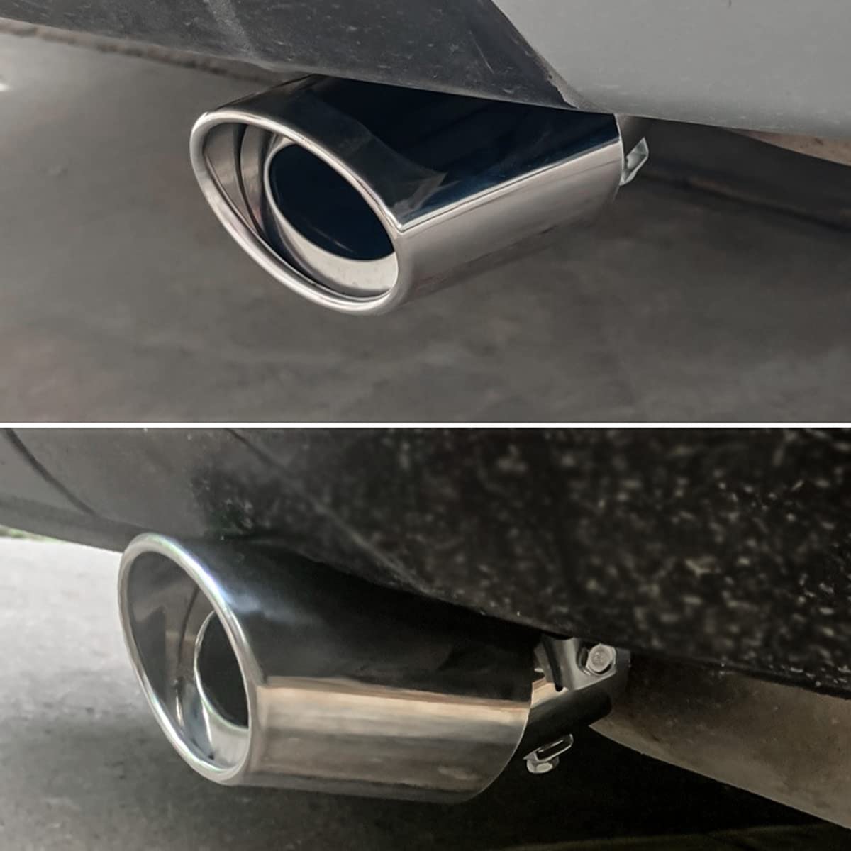 Stainless Steel Car Exhaust Tip, 2.5 To 3.3 Universal Car Exhaust Pipe Modification Tail Throat Tail Pipe, Steel Exhaust Tips Chrome-Plated Finish Tailpipe (Silver/B Style)