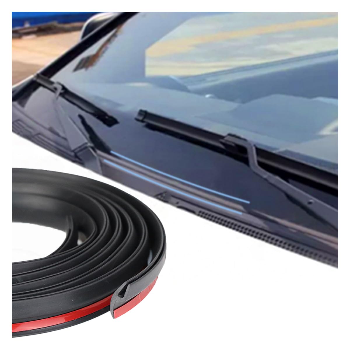 Car Front Windshield Rubber Seal Strip, 1.7M/5.6Ft Car Weather Stripping Seal Strip Waterproof And Soundproof Cuttable Windshiel
