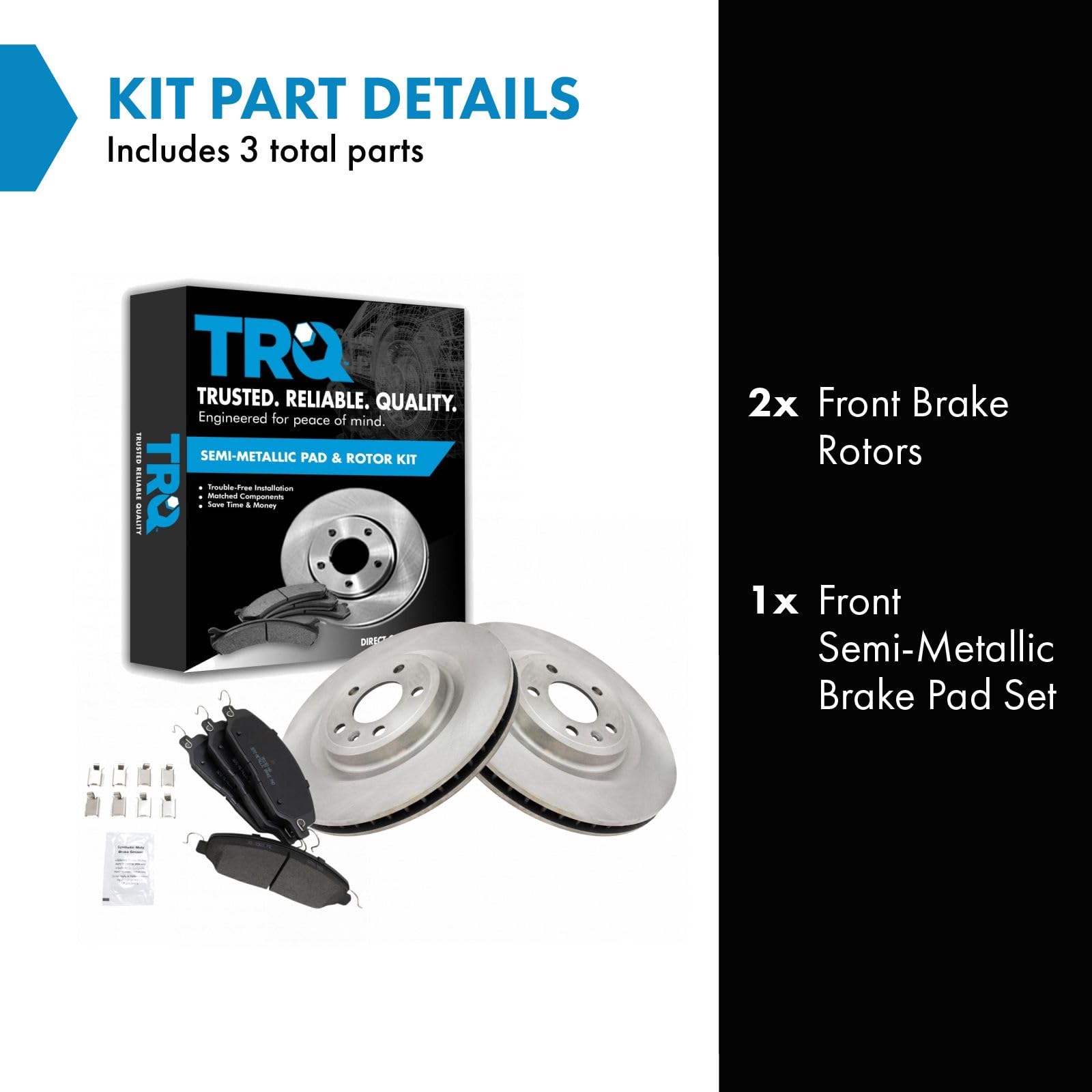 Trq Front Brake Pad & Rotor Kit Brake Pads Brake Rotor Semi-Metallic Compatible With 2013-2014 Ford Mustang