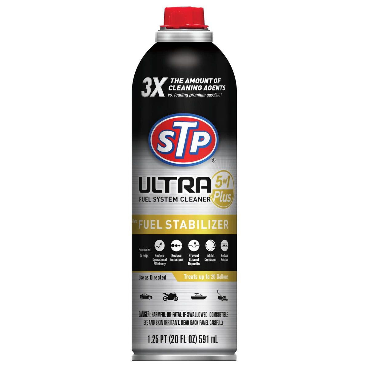 Stp Ultra 5 In 1 Fuel System Cleaner And Stabilizer, System Fuel Cleaner Deep Cleans Fuel System And Fights Engine Friction, 20