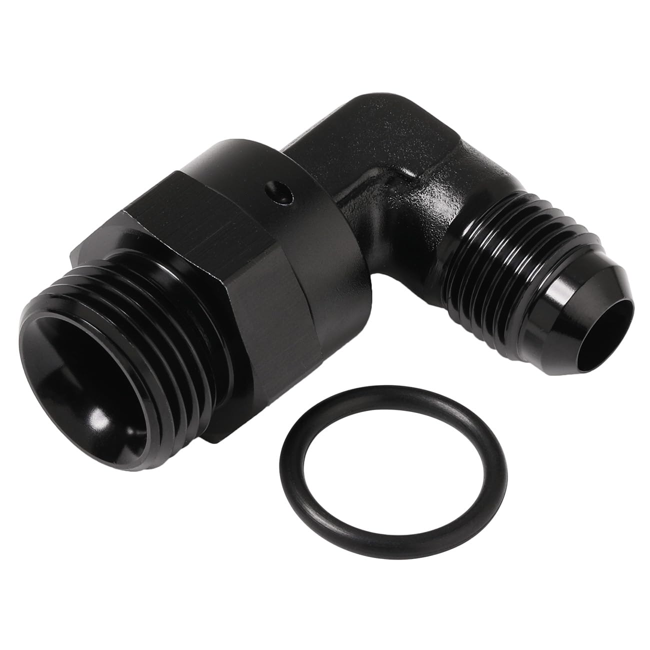 Podavelle 6An Male Flare To 8An -8 Orb O-Ring Boss 90 Degree Swivel Fitting Adapter Aluminum Black