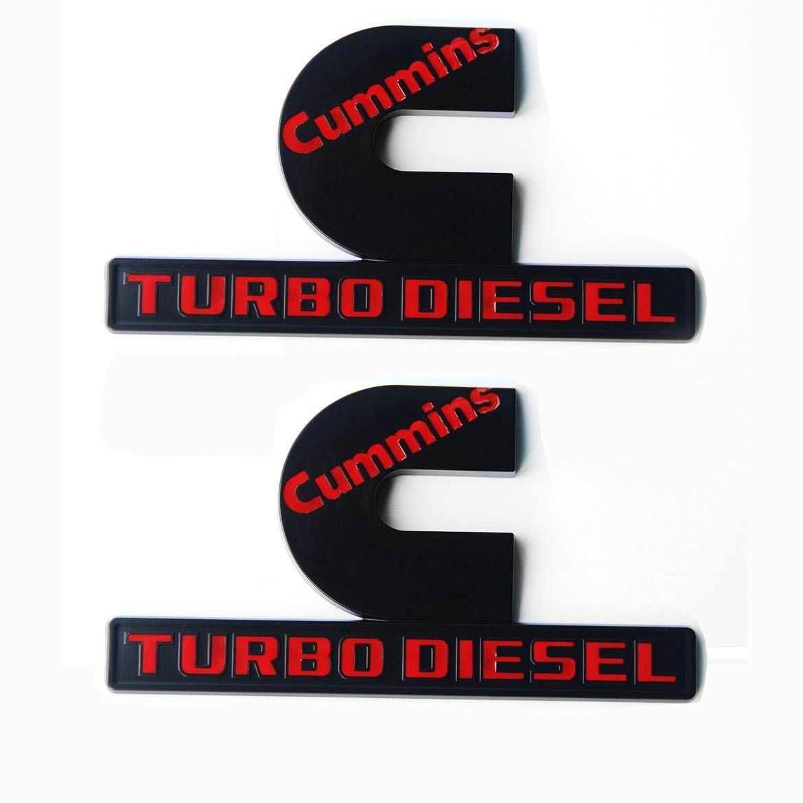 2Pack Compatible With Cummins Turbo Diesel Emblem Badge High Output Ram 2500 3500 Emblem 6.2' By 3.4' Inches Red