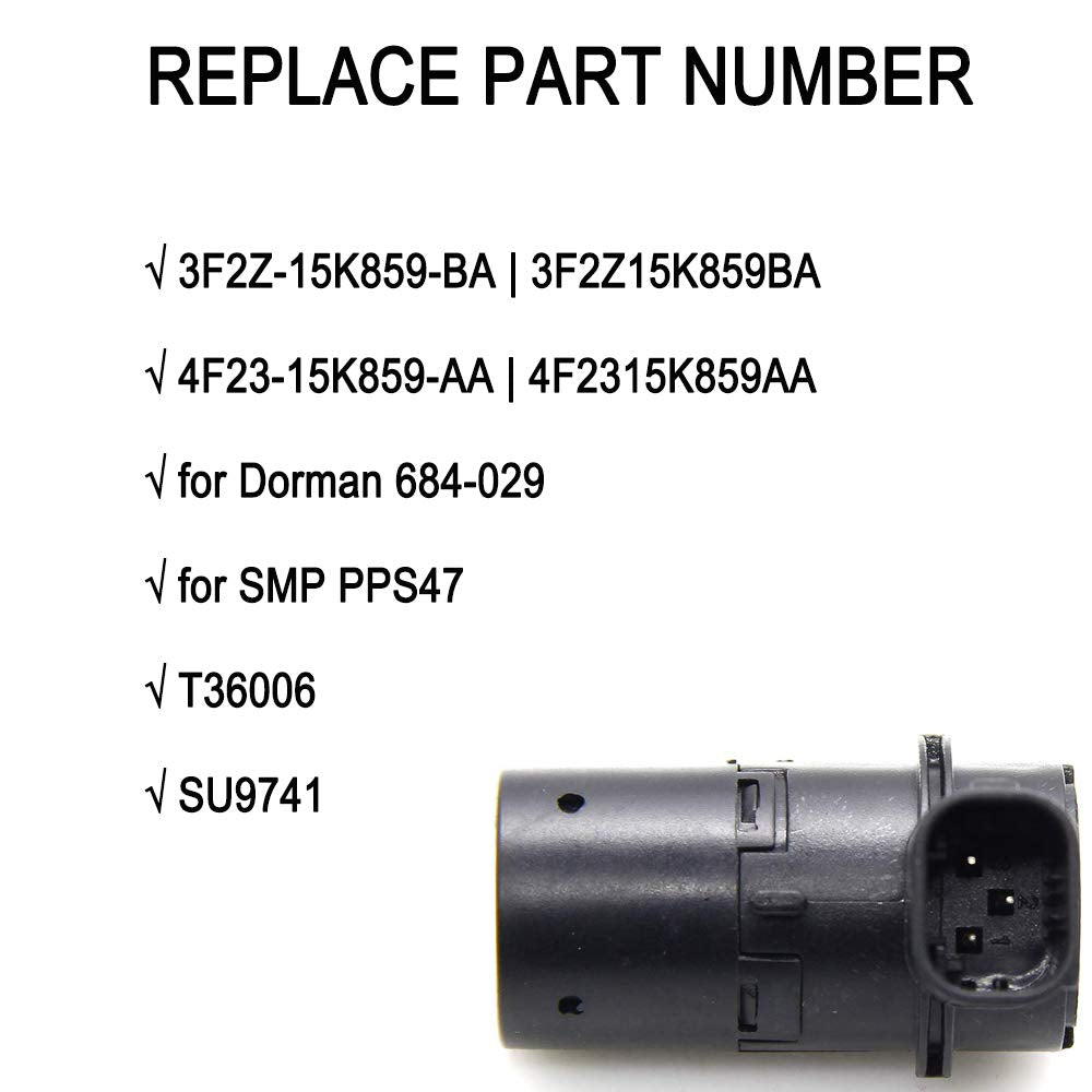 Yikesai 4 Pack Backup Rear Parking Aid Sensors, Black - Compatible with Ford F150 F250 F350, Replace# 684-029, 3F2Z15K859BA,