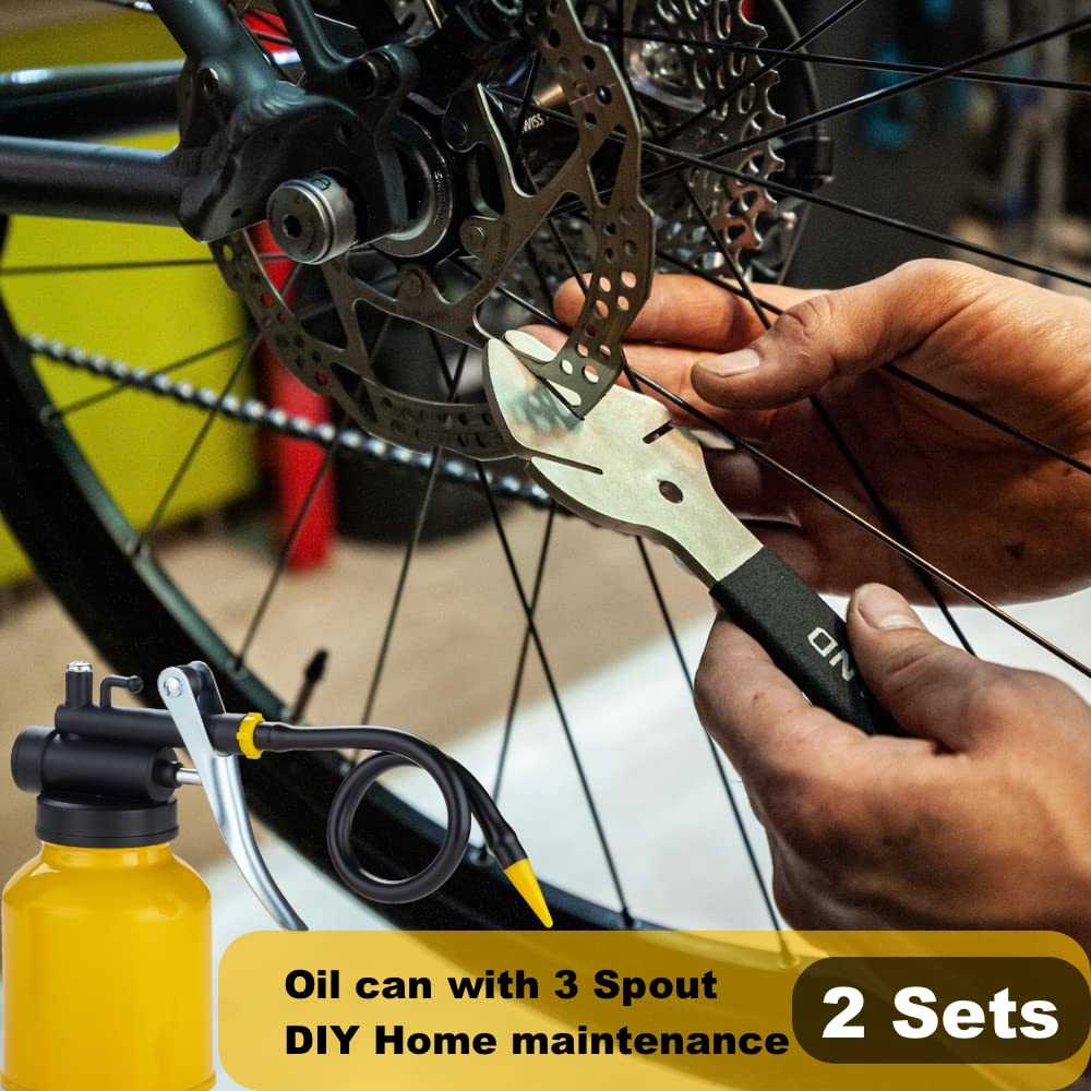 Junchi [2-Pack] Metal Yellow Pump Oil Can With 3 Spouts