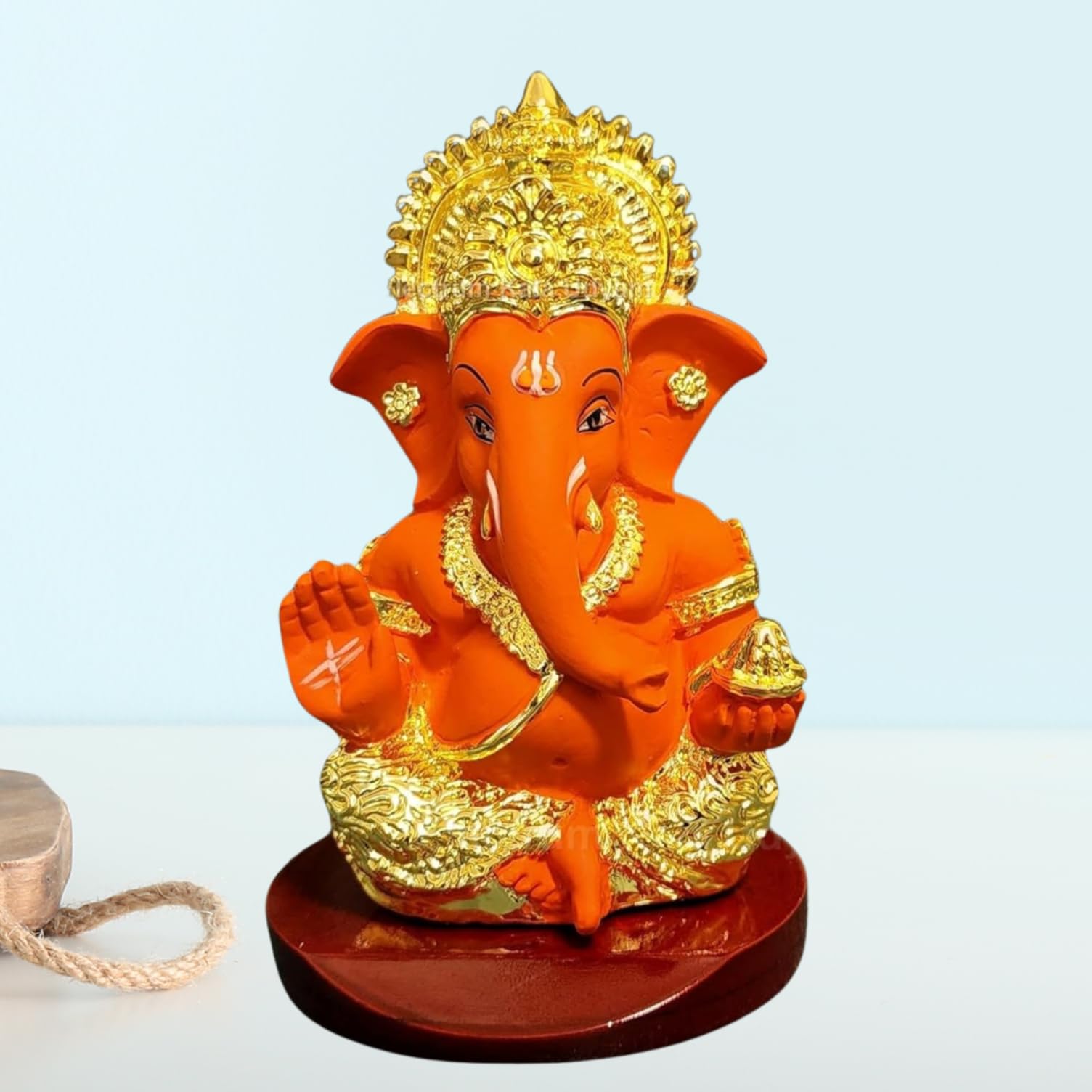 Electrum Kala Udyam Experience Ganesha/Ganpati Gold Plated Idol On Mdf Base For Car Dashboard, Office Desk, And Festive Gifting 