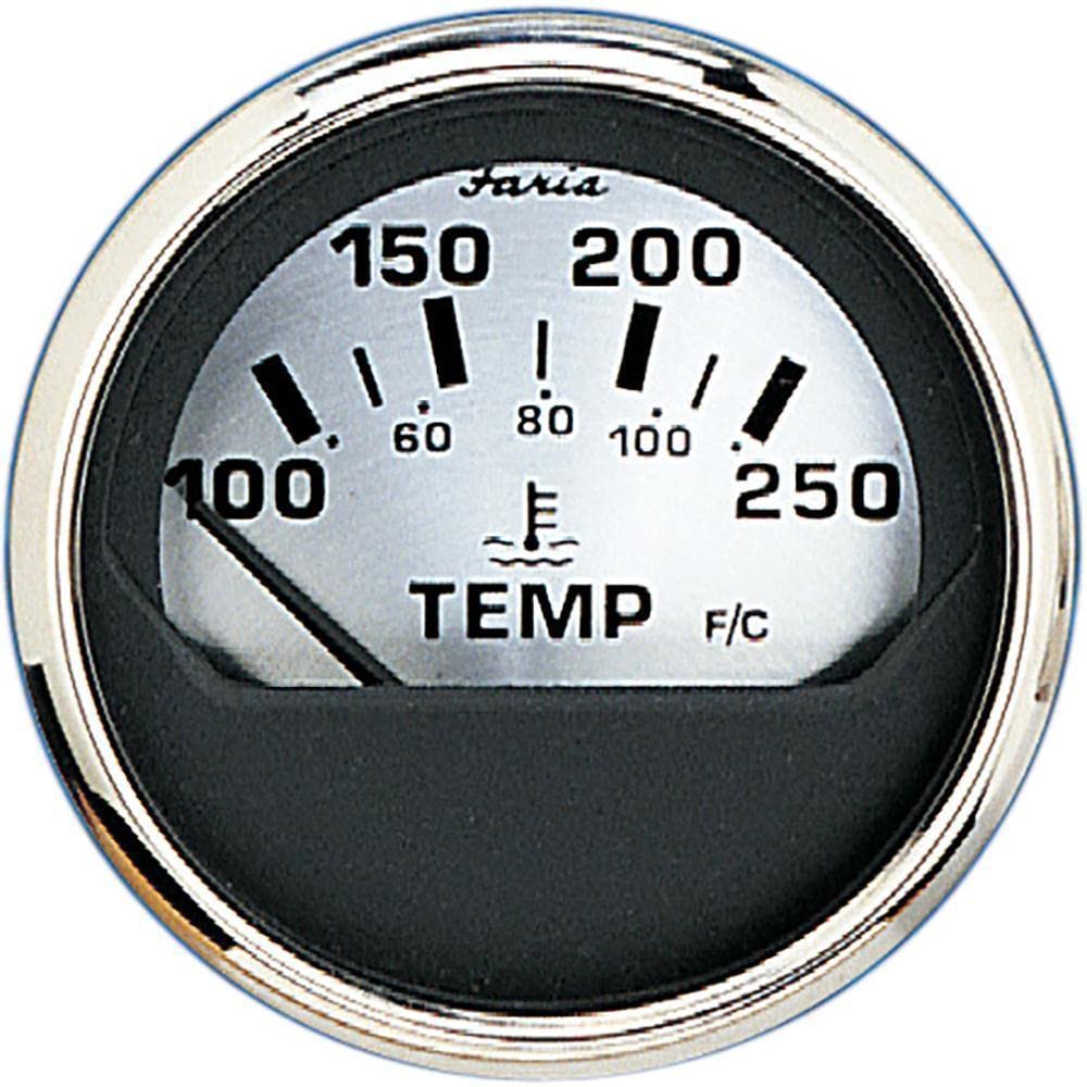Faria Beede Instruments Spun Silver 2'' Water Temp Gauge