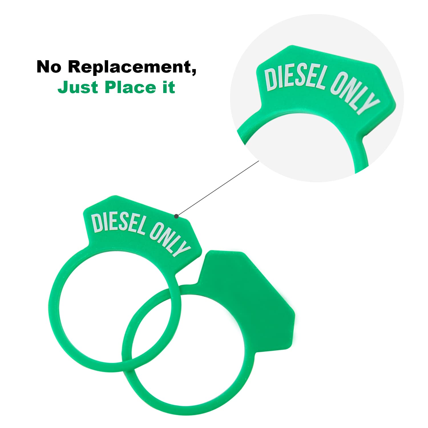 Carrotez Diesel Fuel Cap Silicone Ring 2Pcs With 2 Stickers, Gas Cap Truck Accessories Replacement Parts - Green