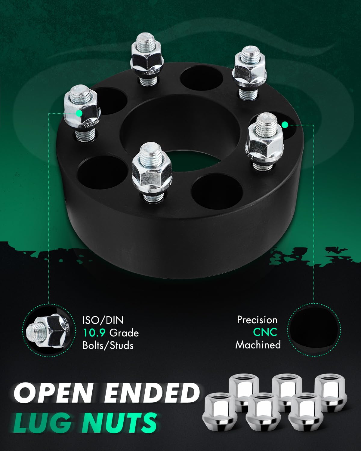 SCITOO 2X 2 inch 5 Lug Wheel Spacers 50mm 5x4.5 to 5x4.5 5x114.3 to 5x114.3 12x1.5 73mm W/O Lip Fit for Genesis for Pickup for T