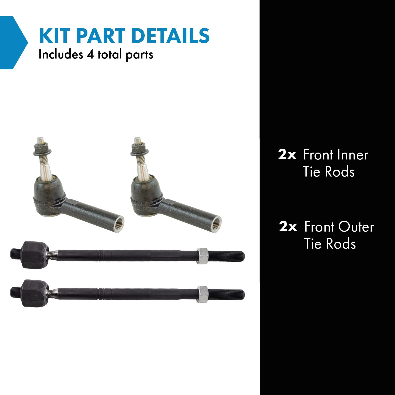 Trq Front Tie Rod Set Compatible With 2012-2015 Buick Lacrosse 2013-2017 Regal 2013-2014 Chevrolet Malibu 2016 Malibu Limited