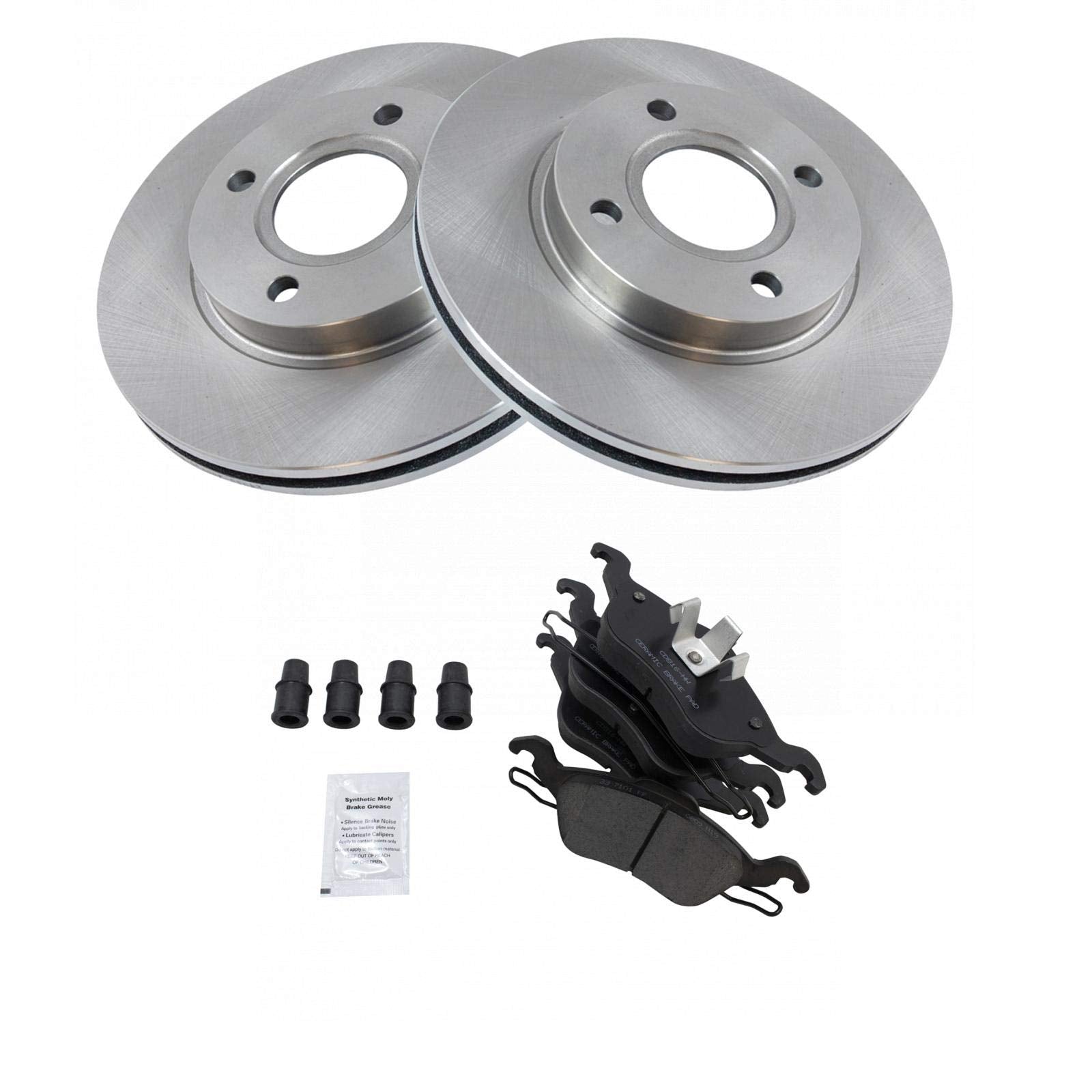 Trq Front Brake Pad & Rotor Kit Brake Pads Brake Rotor Ceramic Compatible With 2000-2004 Ford Focus