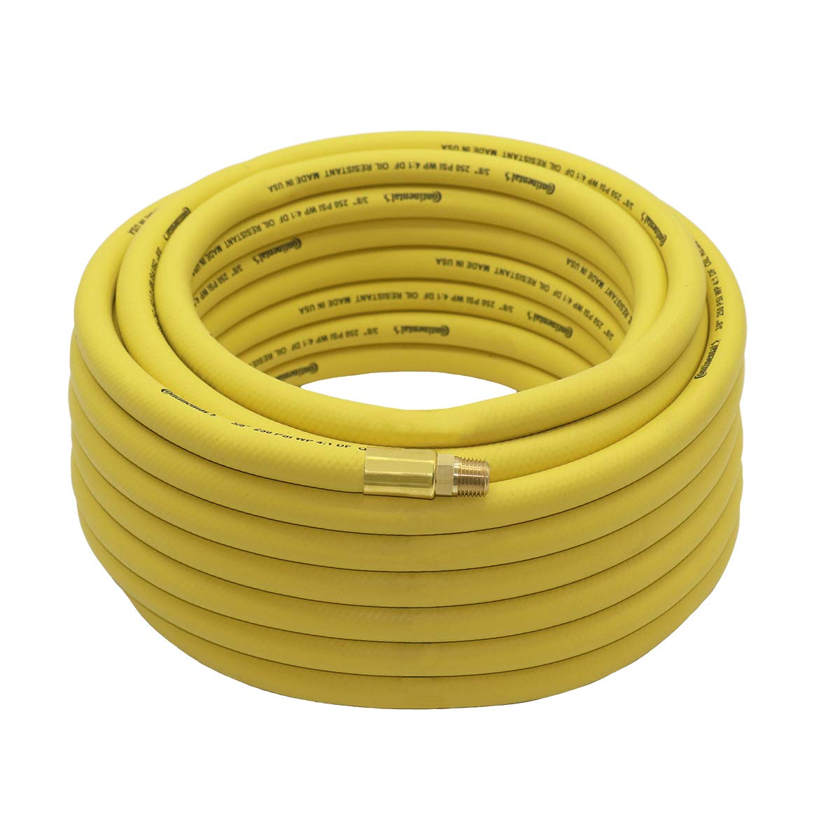Continental 50' x 3/8' Rubber Air Hose 250 PSI - Made in USA - Formally Goodyear (Yellow)